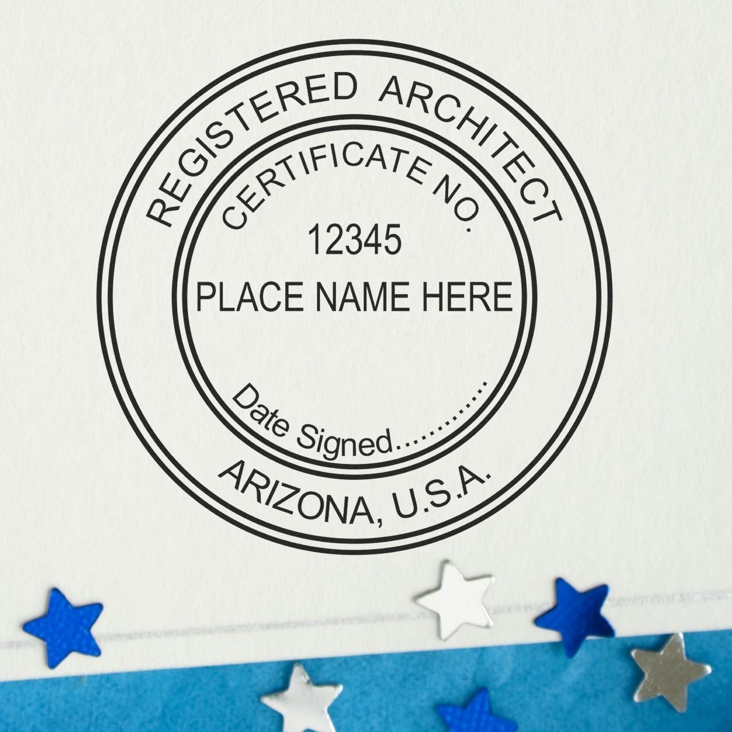 Navigate the Architectural World with Arizona Architect Seals Feature Image: Arizona architect seal with stars on a white background.