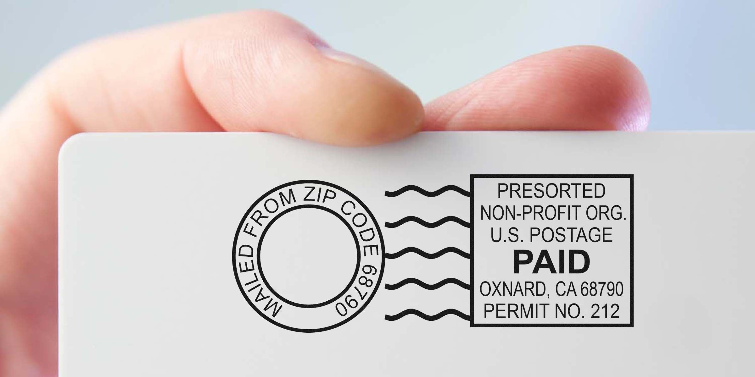 Postcard corner showing a circular stamp reading “MAILED FROM ZIP CODE 6890” and a boxed “PAID” U.S. postage mark.