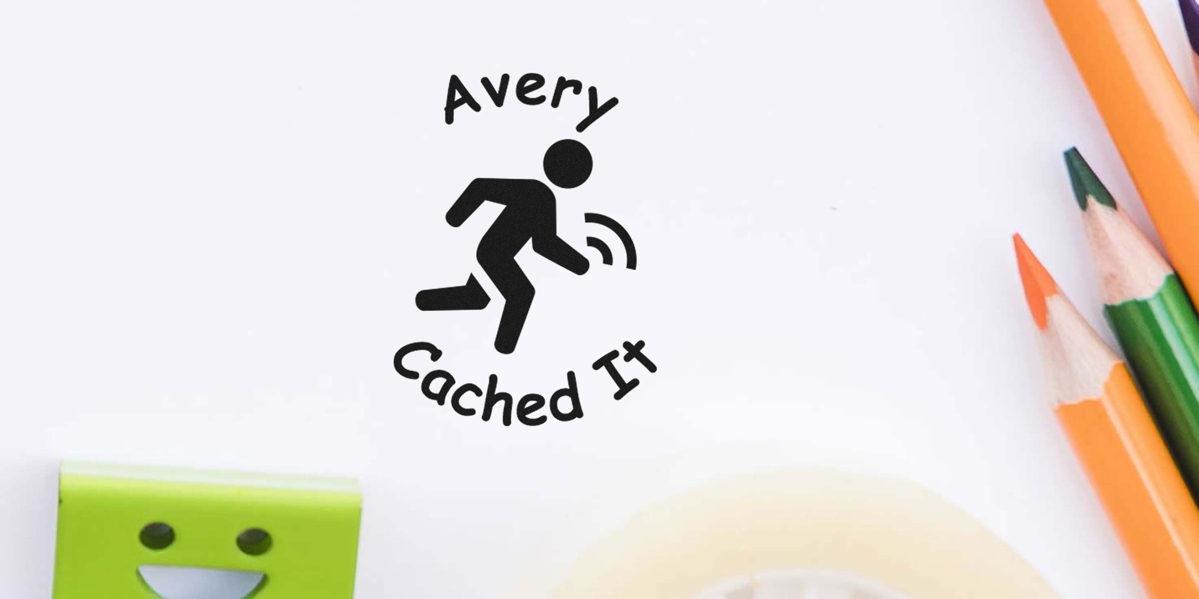 Logo illustration of a person running and catching something, with the caption “Avery Caught It.”