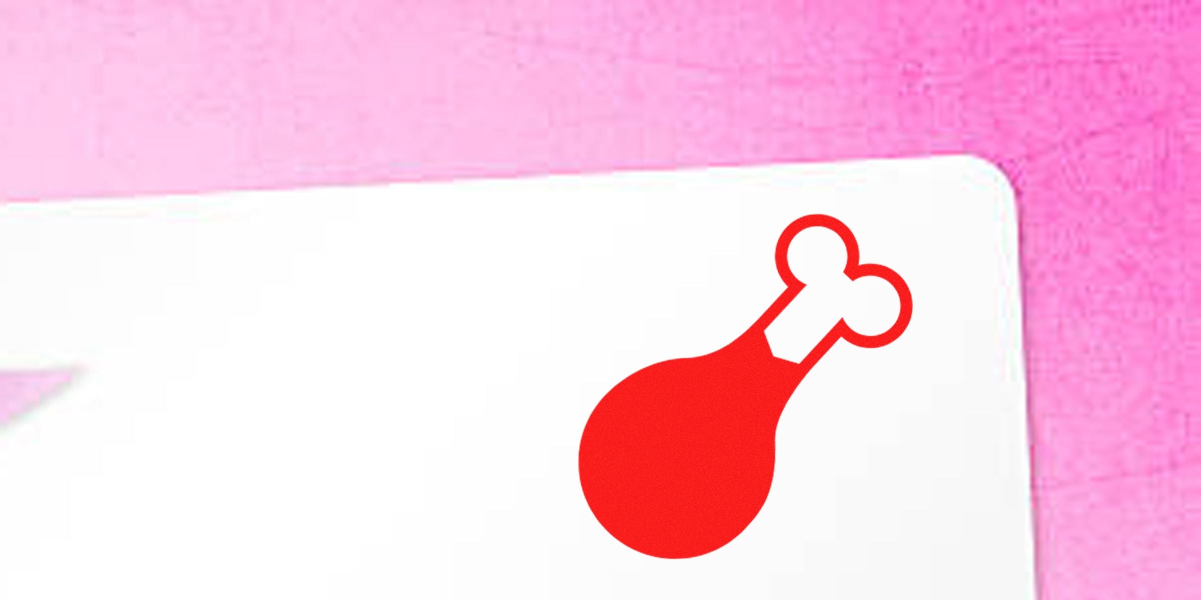 Red bone icon on a white card against a pink background.