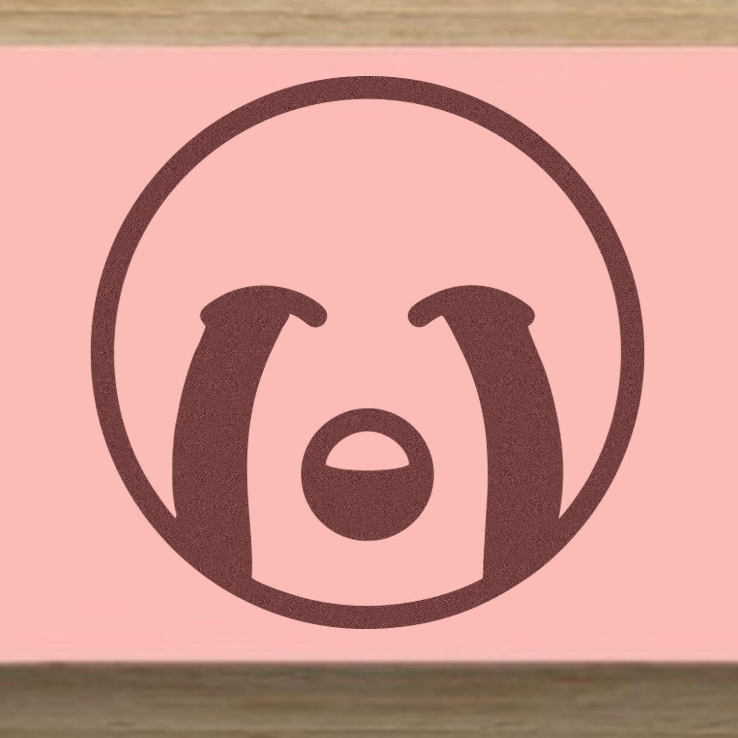Wood Handle Joyess Smiley Reaction Rubber Stamp featuring a joyful smiley face design. Perfect for adding a cheerful touch to crafts and stationery.