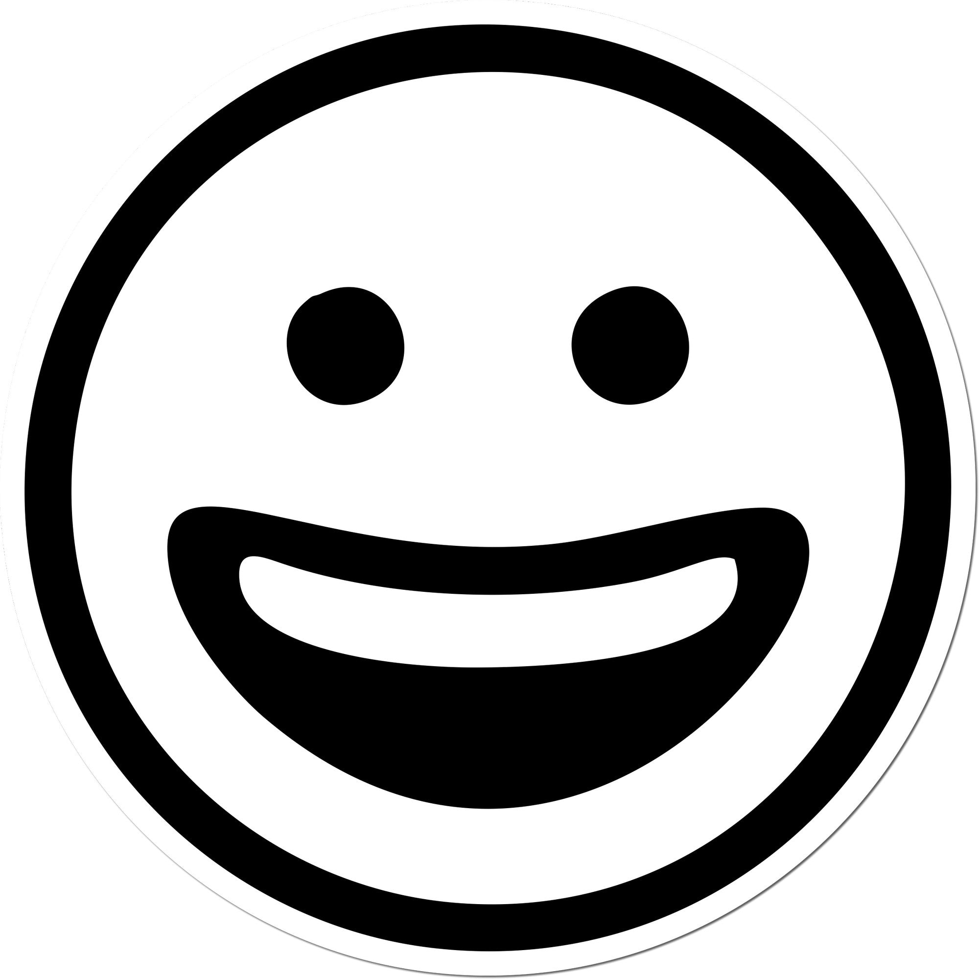 Self-Inking Classic Grin Emoji Stamp with a bold black smiley face design, perfect for adding a cheerful touch to documents and crafts.