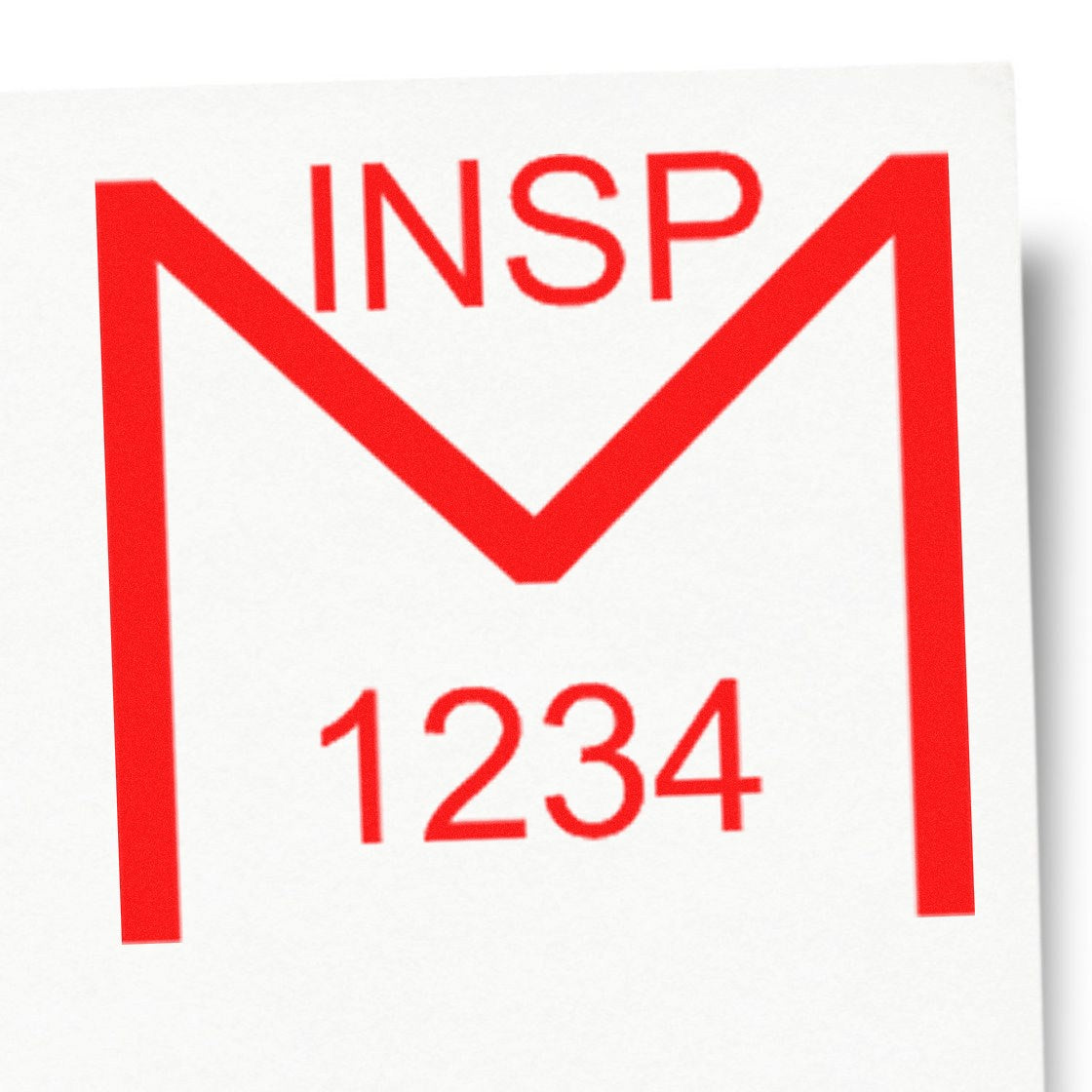 Red NINSP rubber stamp seal with 1234 on white background