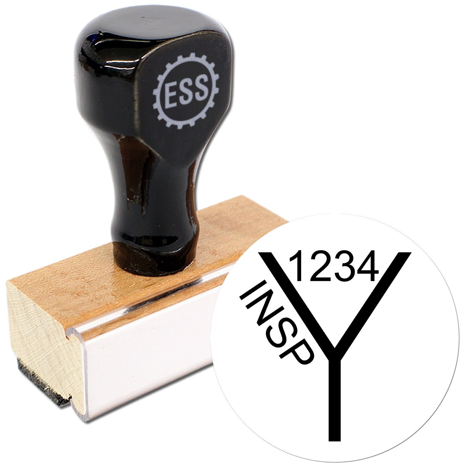 Standard Size Wood Handle Y Inspection Seal Rubber Stamp 3/4 Diameter - Engineer Seal Stamps