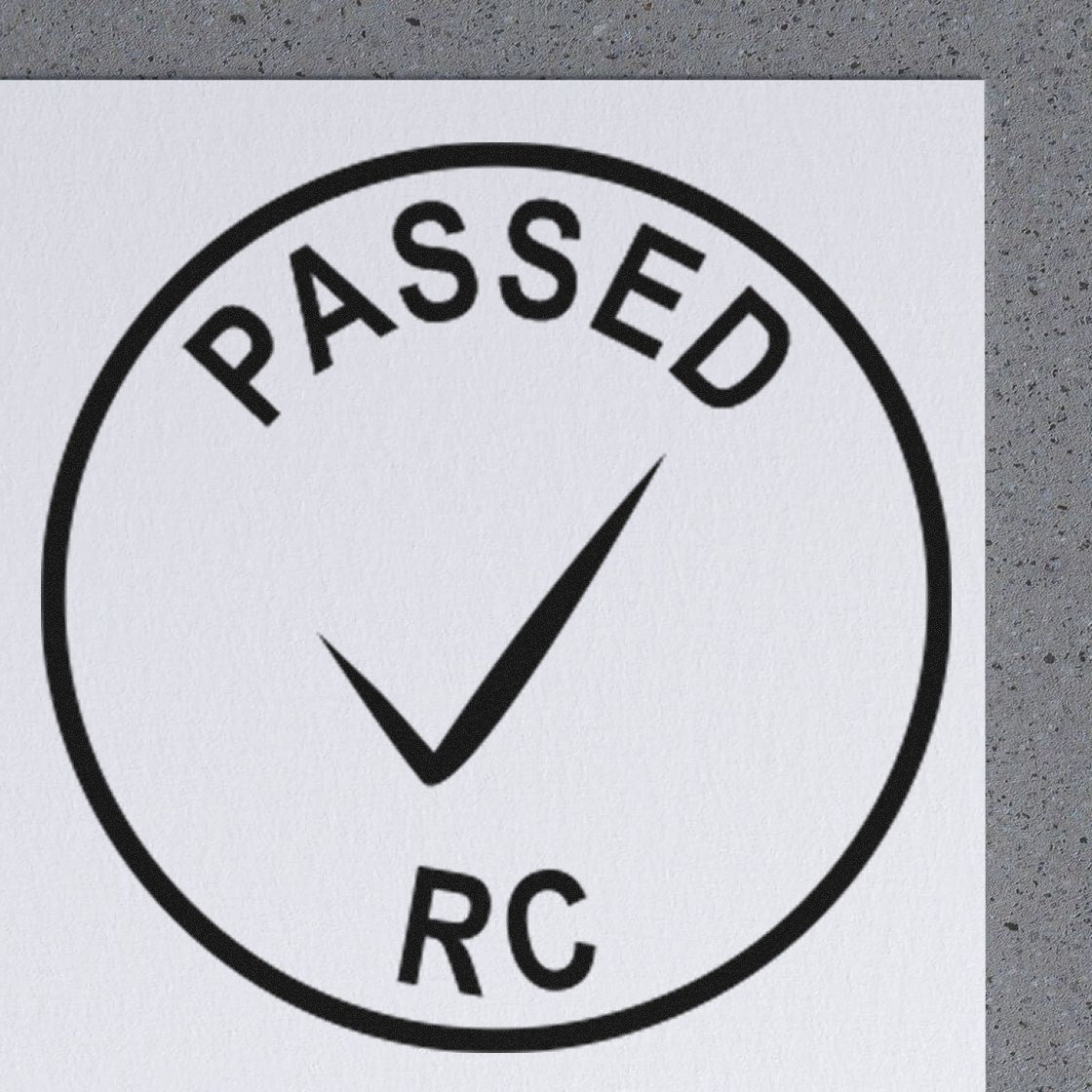 Standard Size Wood Handle Passed Inspection Checkmark Rubber Stamp 3/4 Diameter - Engineer Seal Stamps
