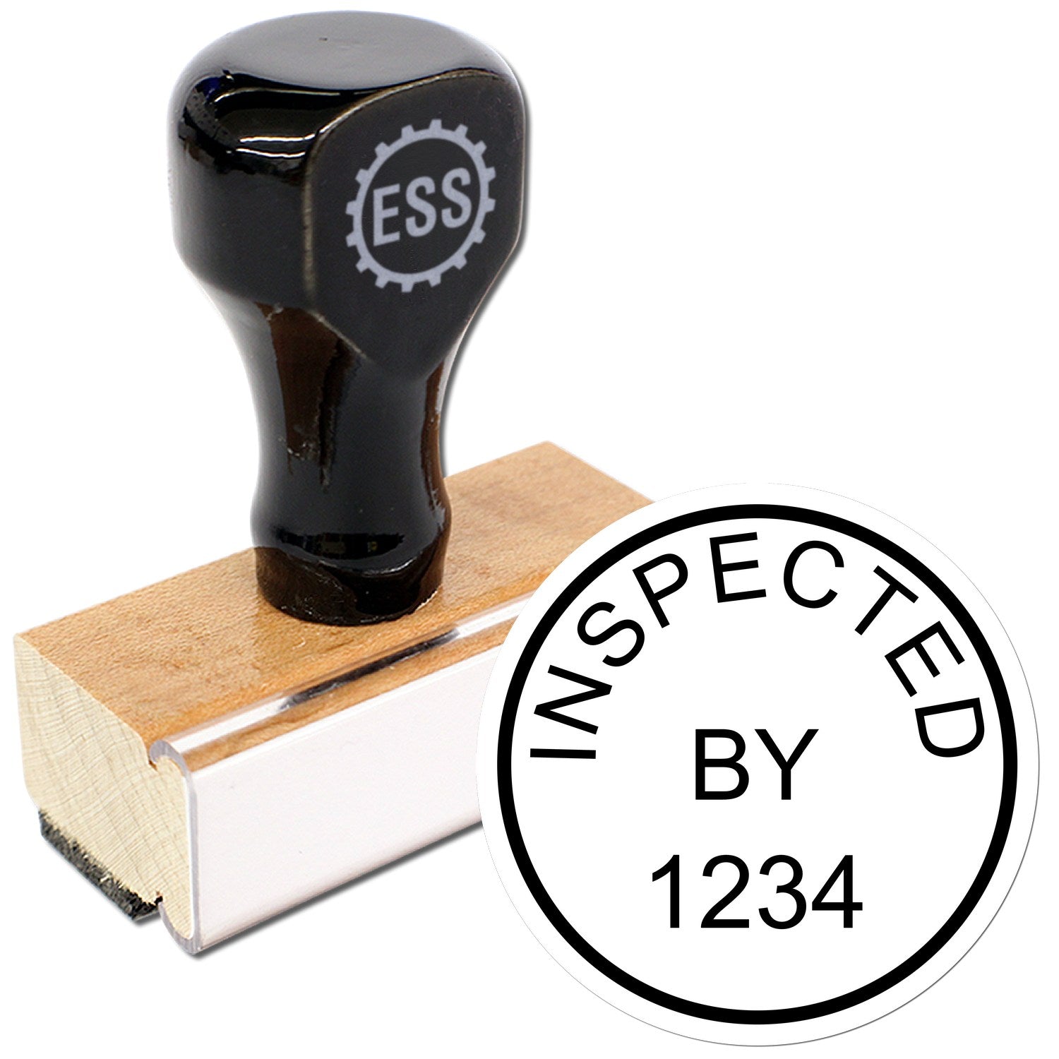 Standard Size Wood Handle Inspected By Round Rubber Stamp 3/4 Diameter - Engineer Seal Stamps