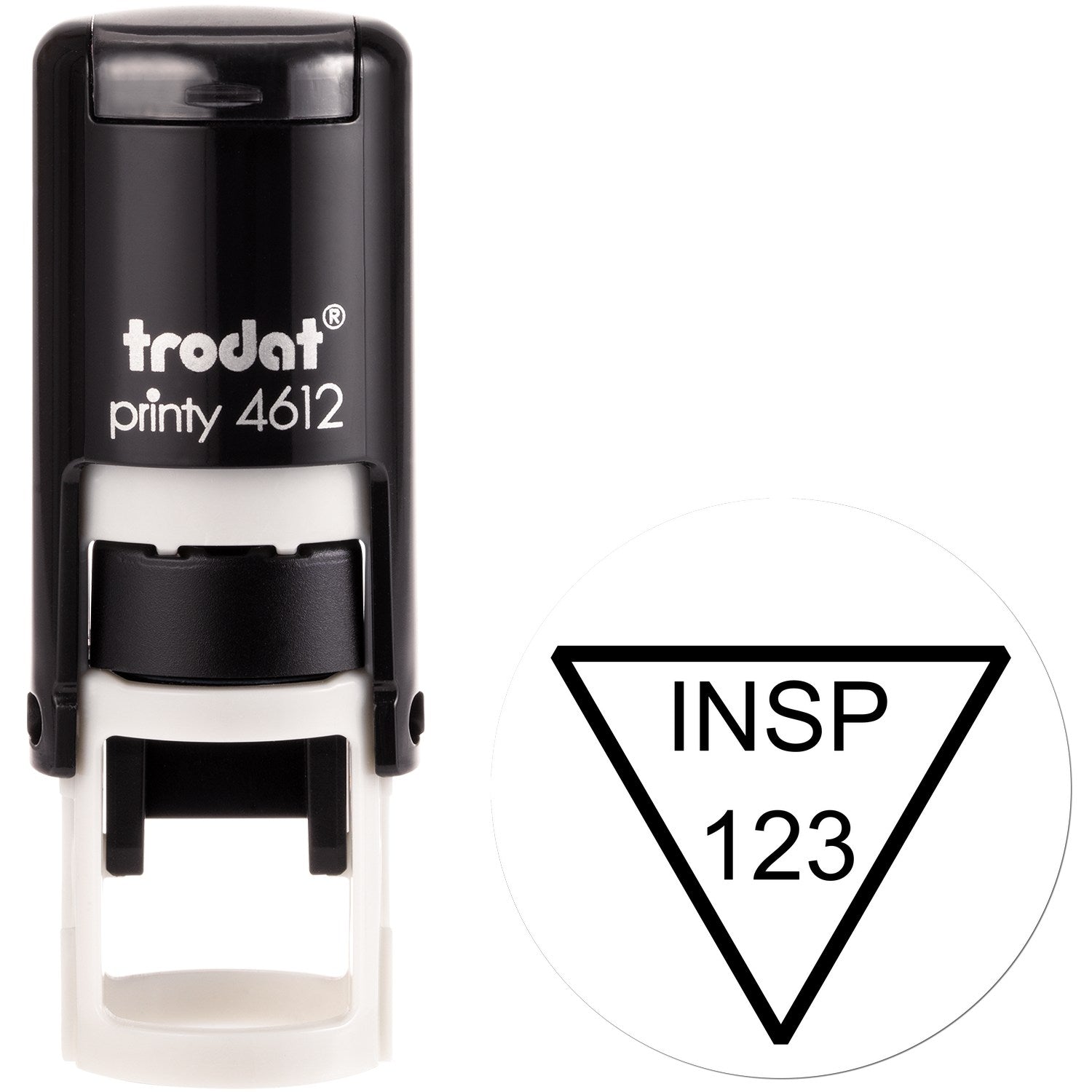 Extra Small Self-Inking Triangle Inspection Stamp 1/2 Diameter - Engineer Seal Stamps