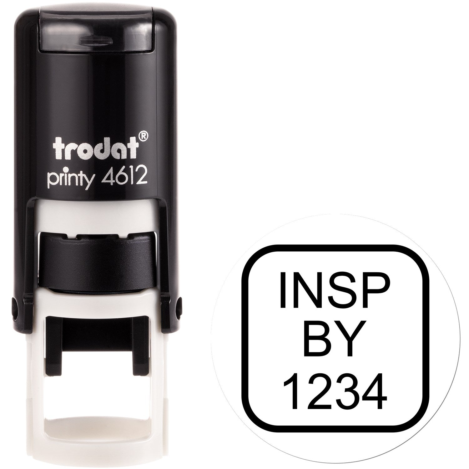 Extra Small Self-Inking Rounded Square Inspection Stamp 1/2 Diameter - Engineer Seal Stamps