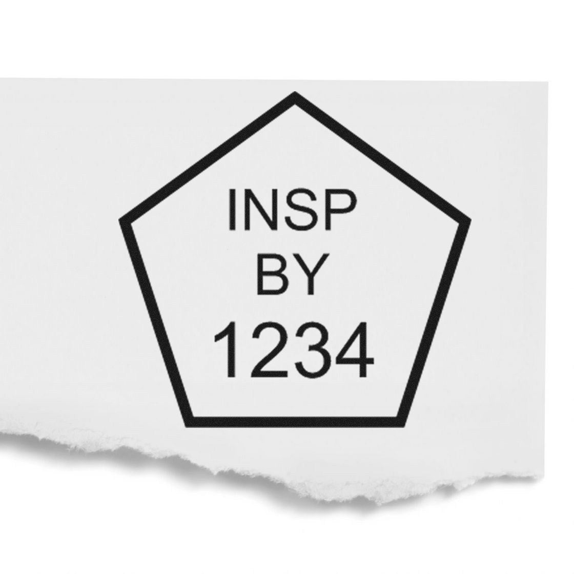 Standard Size Wood Handle Pentagon Inspection Rubber Stamp 3/4 Diameter - Engineer Seal Stamps