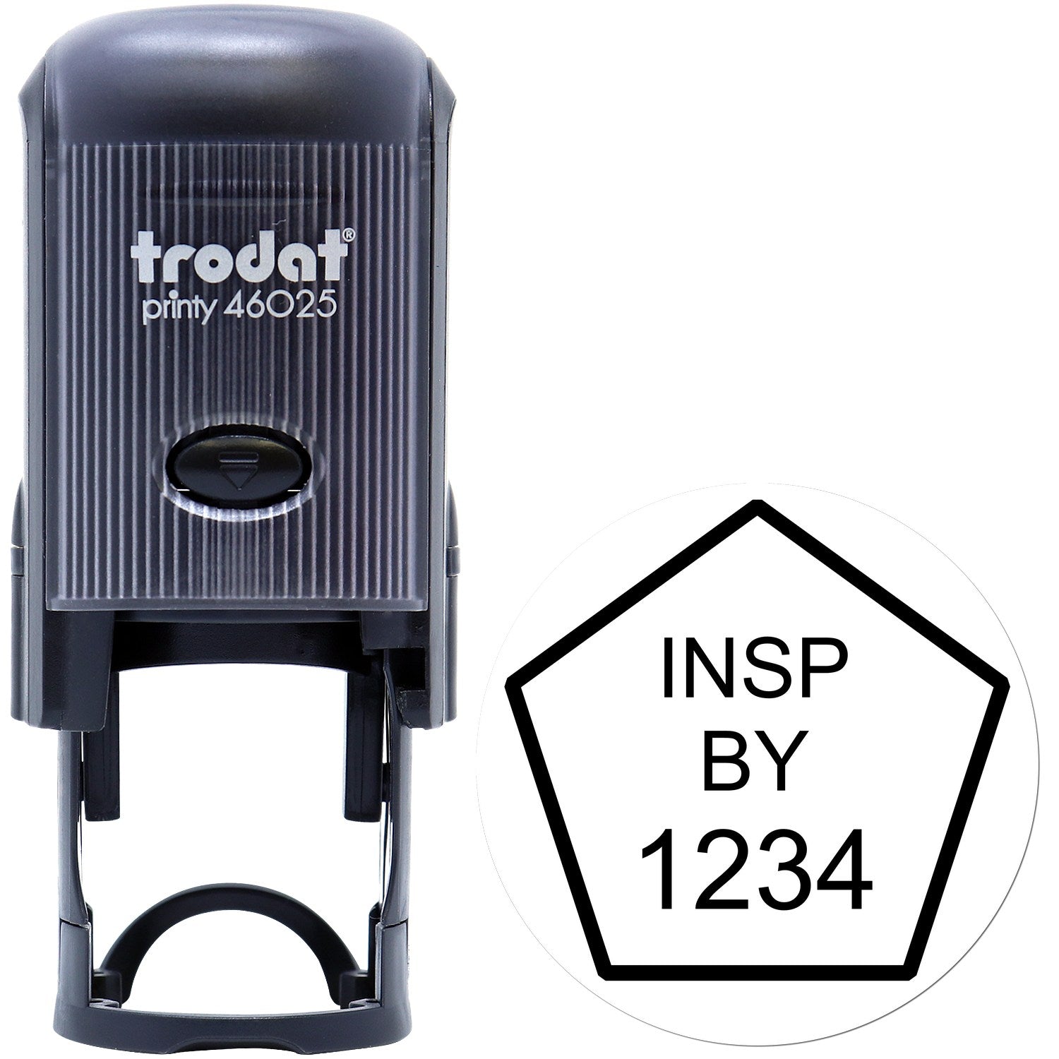 Large Self-Inking Pentagon Inspection Self-Inking Stamp 1 Inch Diameter - Engineer Seal Stamps