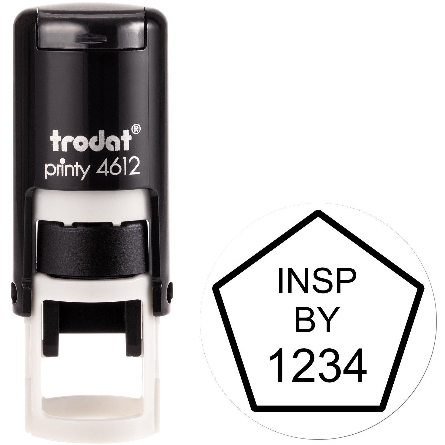 Extra Small Self-Inking Pentagon Inspection Stamp 1/2 Diameter - Engineer Seal Stamps