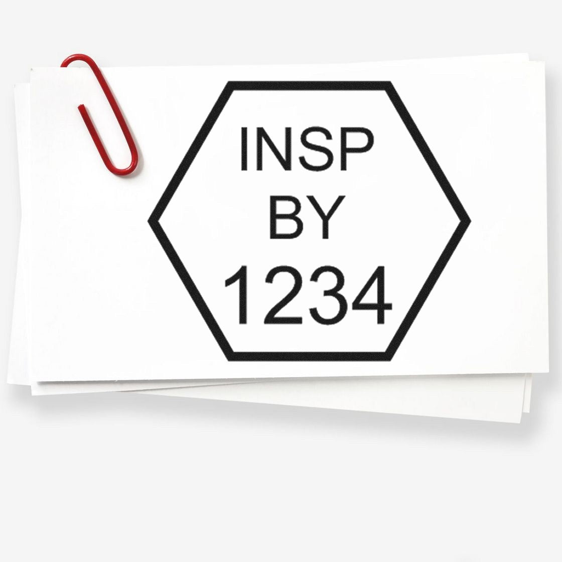 Standard Size Wood Handle Hexagonal Inspection Rubber Stamp 3/4 Diameter - Engineer Seal Stamps