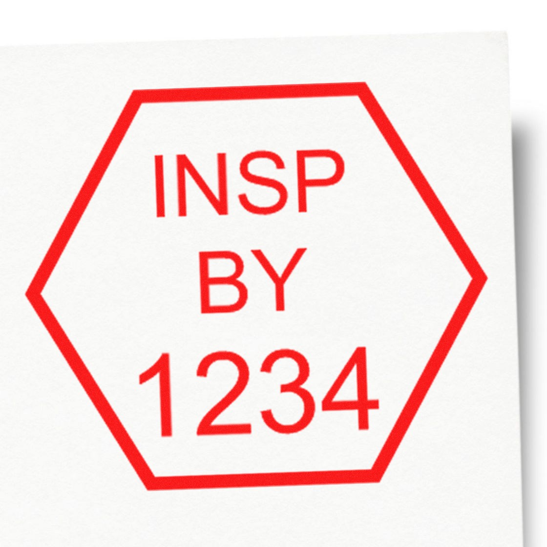 Large Size Wood Handle Hexagonal Inspection Rubber Stamp 1 Inch Diameter - Engineer Seal Stamps