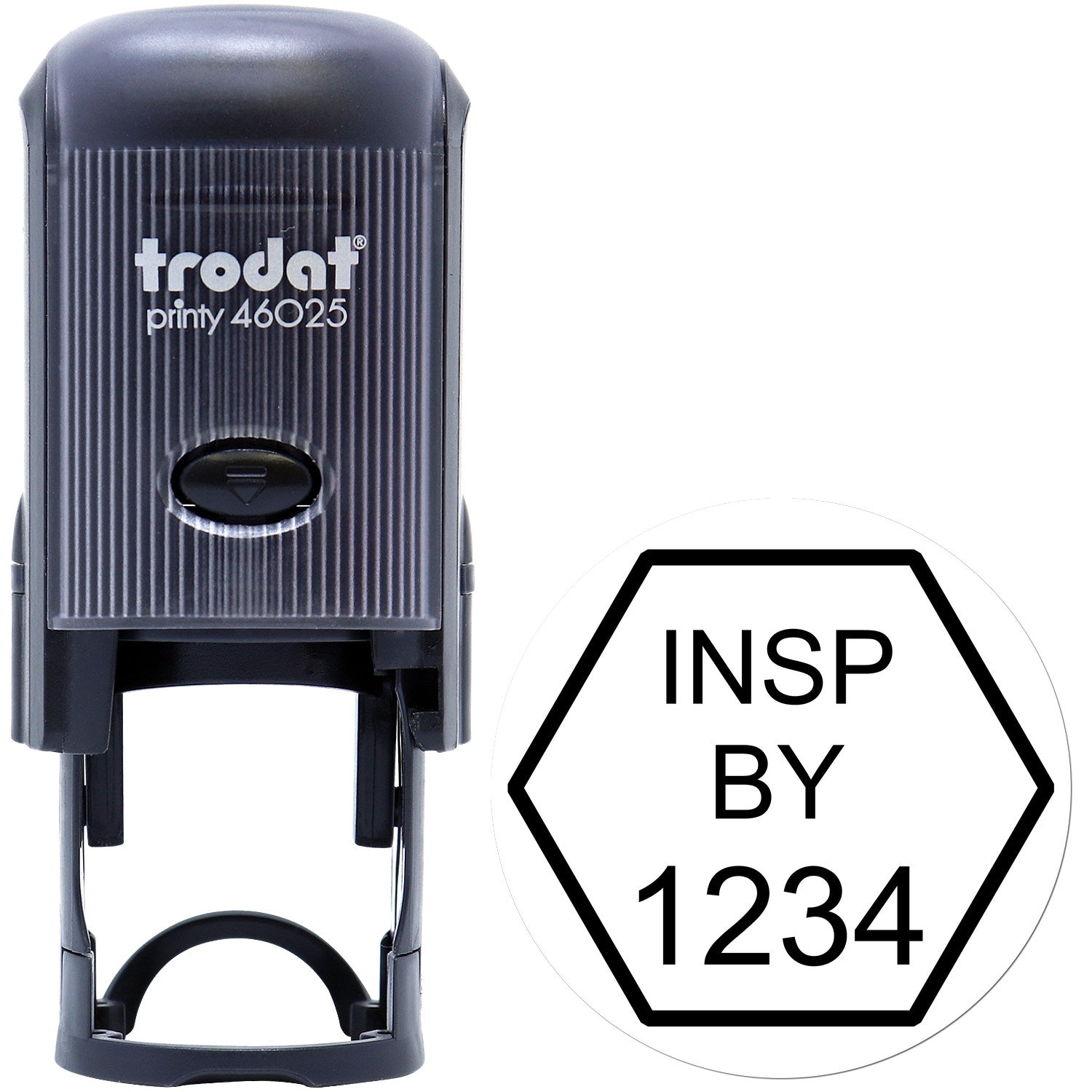 Large Self-Inking Hexagonal Inspection Self-Inking Stamp 1 Inch Diameter - Engineer Seal Stamps