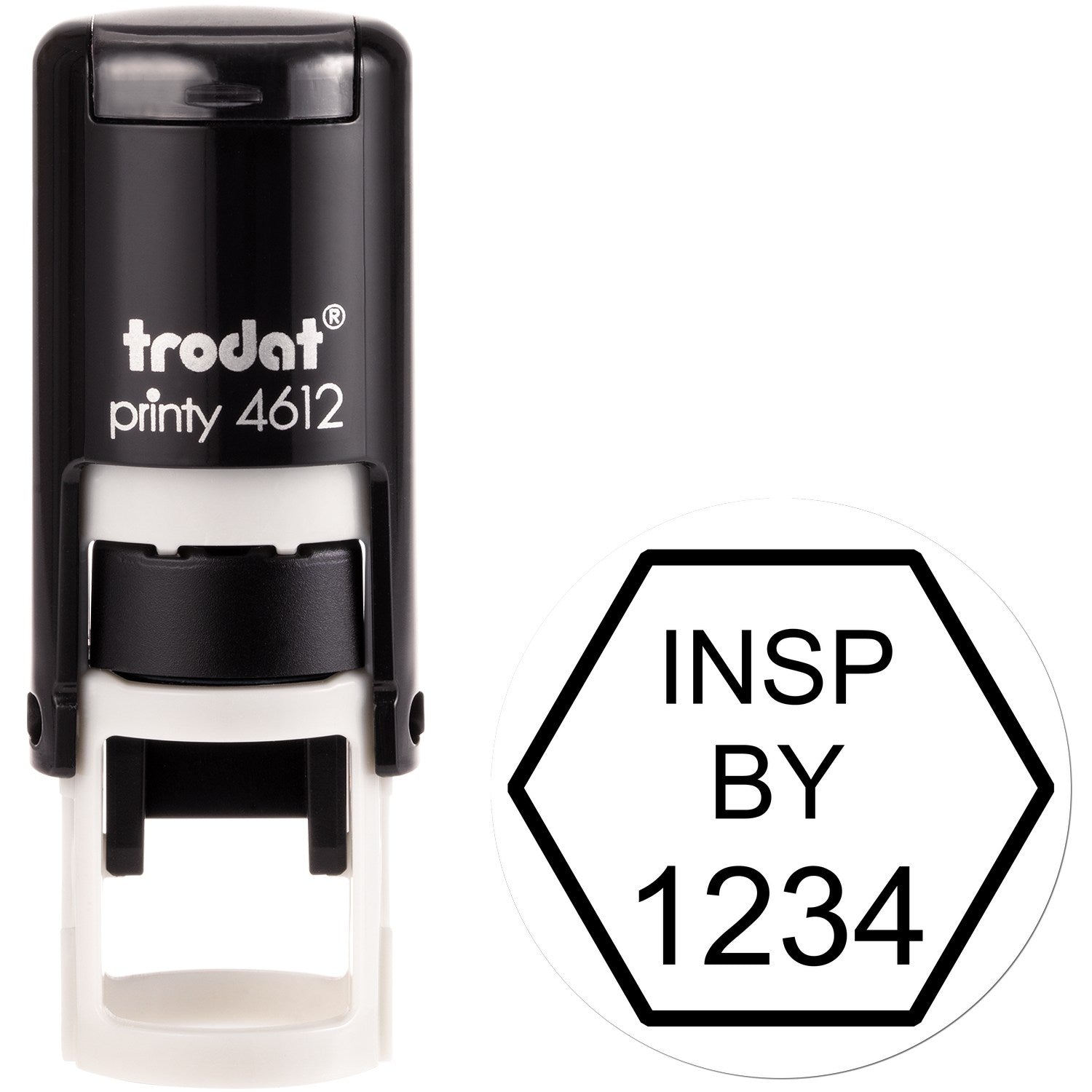 Extra Small Self-Inking Hexagonal Inspection Stamp 1/2 Diameter - Engineer Seal Stamps