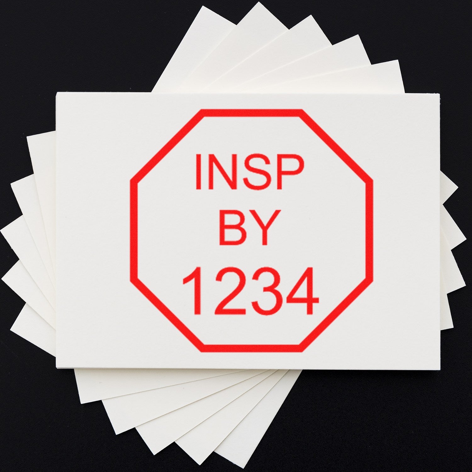 Large Size Wood Handle Octagon Inspection Rubber Stamp 1 Inch Diameter - Engineer Seal Stamps