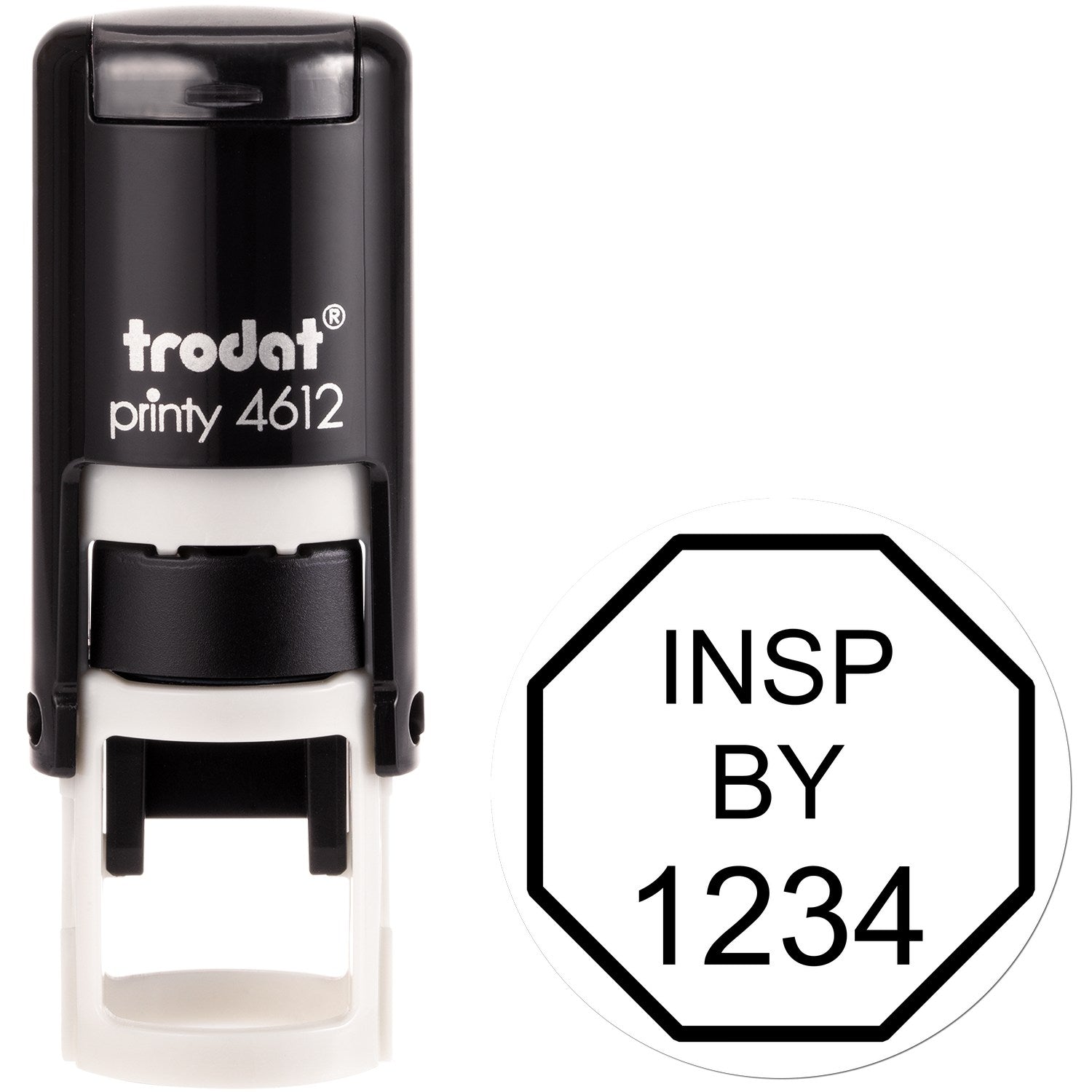 Extra Small Self-Inking Octagon Inspection Stamp 1/2 Diameter - Engineer Seal Stamps