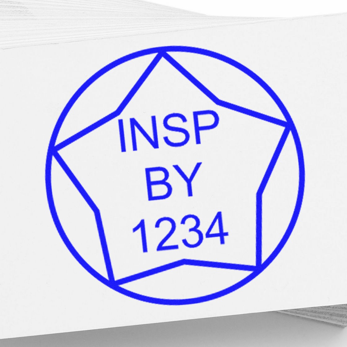 Extra Small Wood Handle Star and Circle Inspection Seal Rubber Stamp 1/2 Diameter - Engineer Seal Stamps