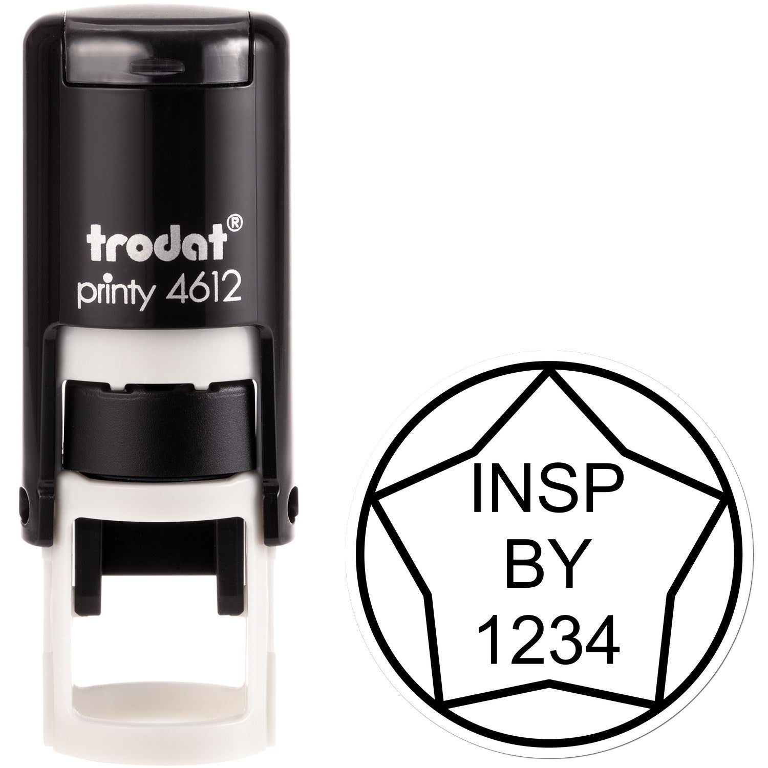 Extra Small Self-Inking Star and Circle Inspection Seal Stamp 1/2 Diameter - Engineer Seal Stamps