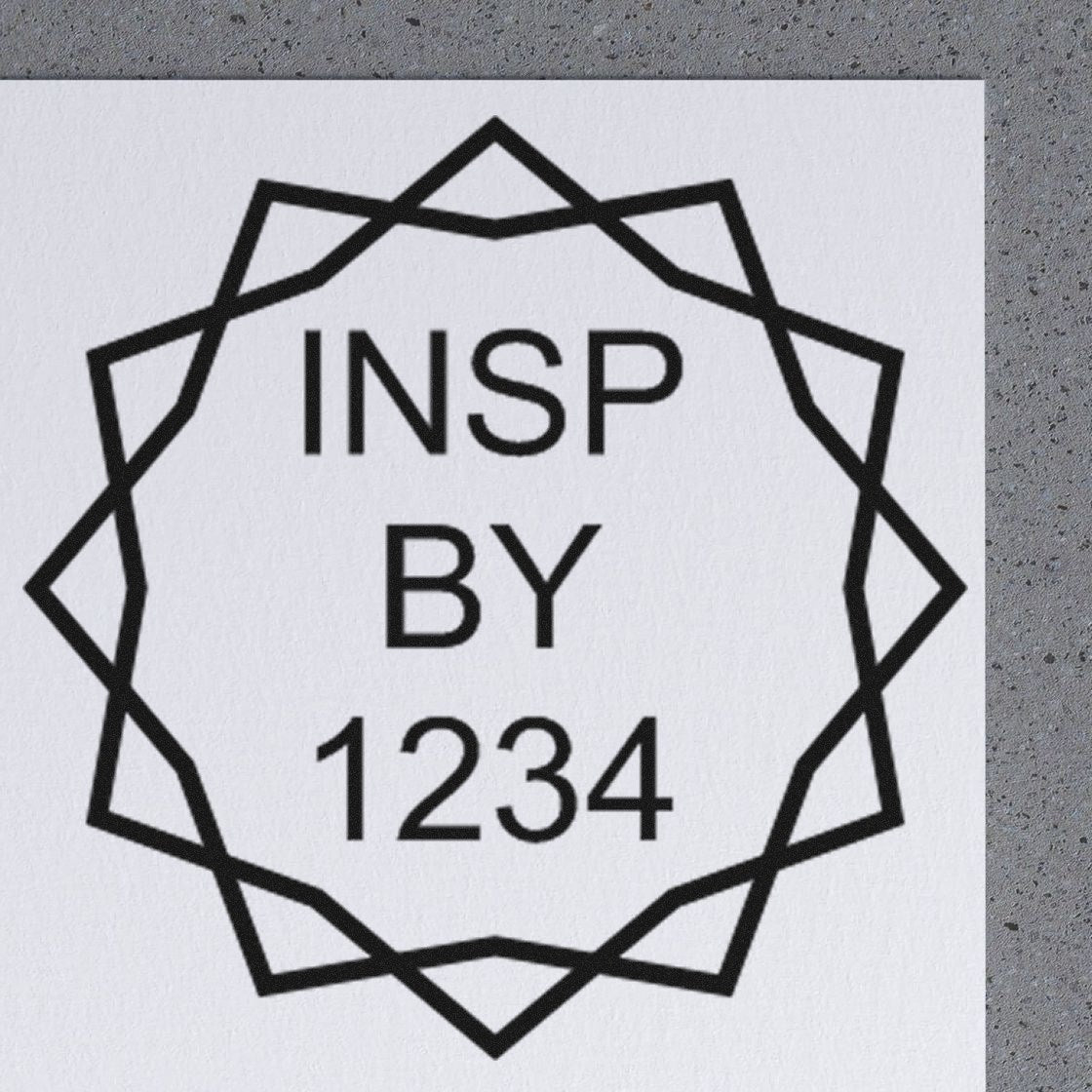 Standard Size Wood Handle Starburst Inspection Rubber Stamp 3/4 Diameter - Engineer Seal Stamps