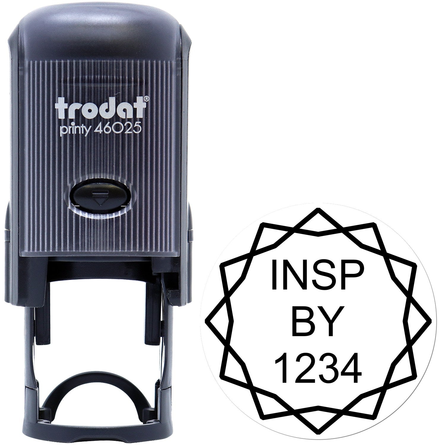 Large Self-Inking Starburst Inspection Self-Inking Stamp 1 Inch Diameter - Engineer Seal Stamps