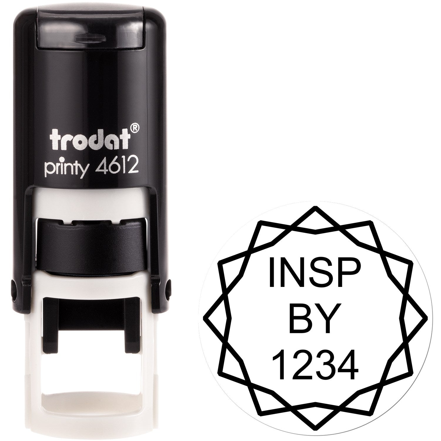 Extra Small Self-Inking Starburst Inspection Stamp 1/2 Diameter - Engineer Seal Stamps