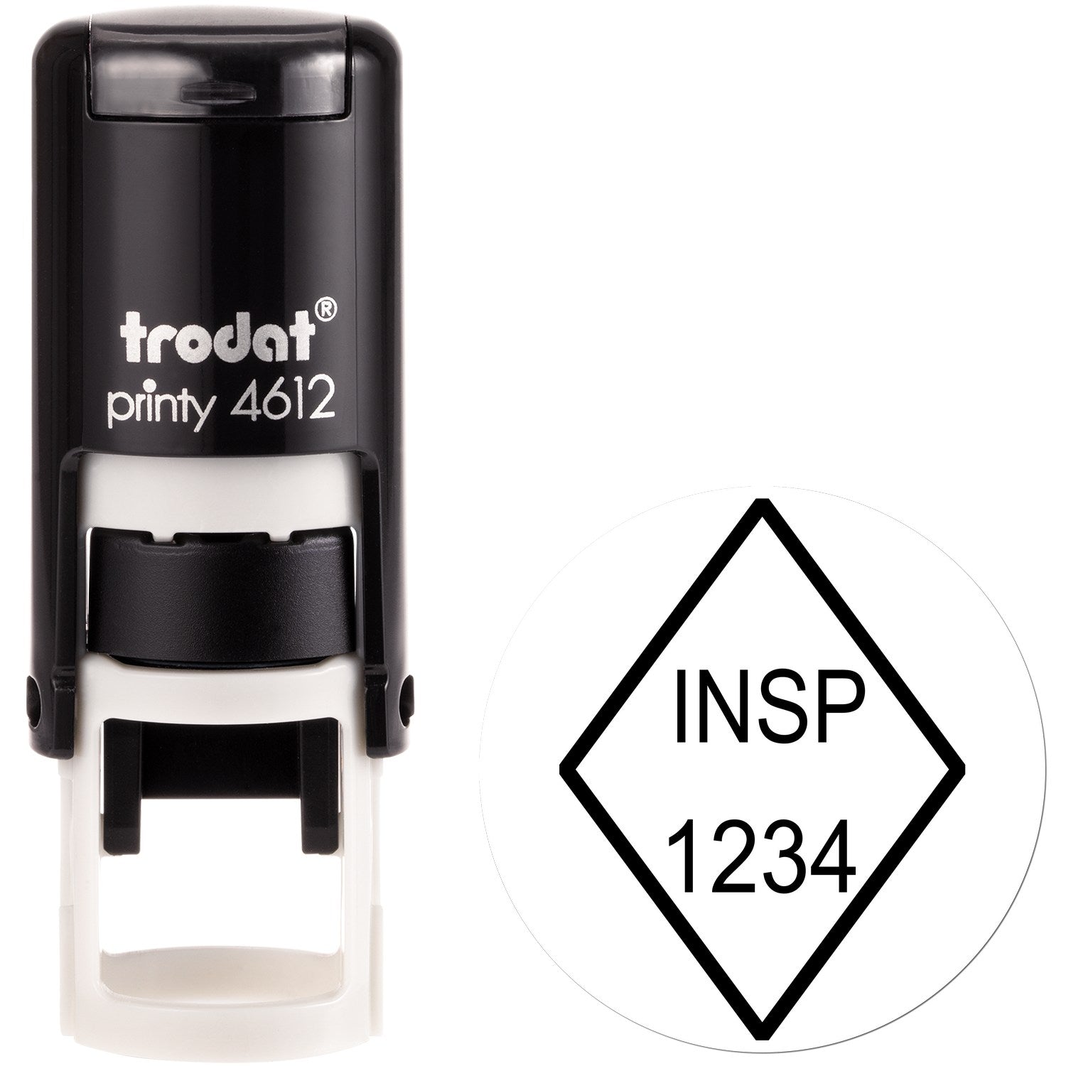 Extra Small Self-Inking Narrow Diamond Inspection Stamp 1/2 Diameter - Engineer Seal Stamps