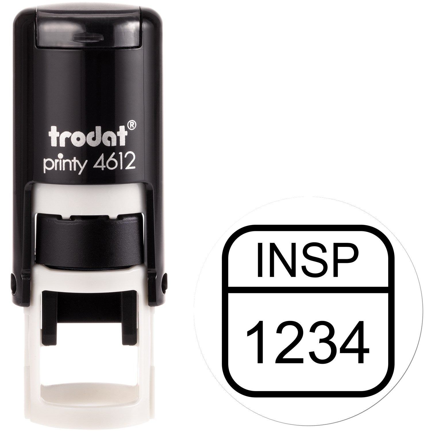 Extra Small Self-Inking Rounded Square Big Numbers Inspection Stamp 1/2 Diameter - Engineer Seal Stamps