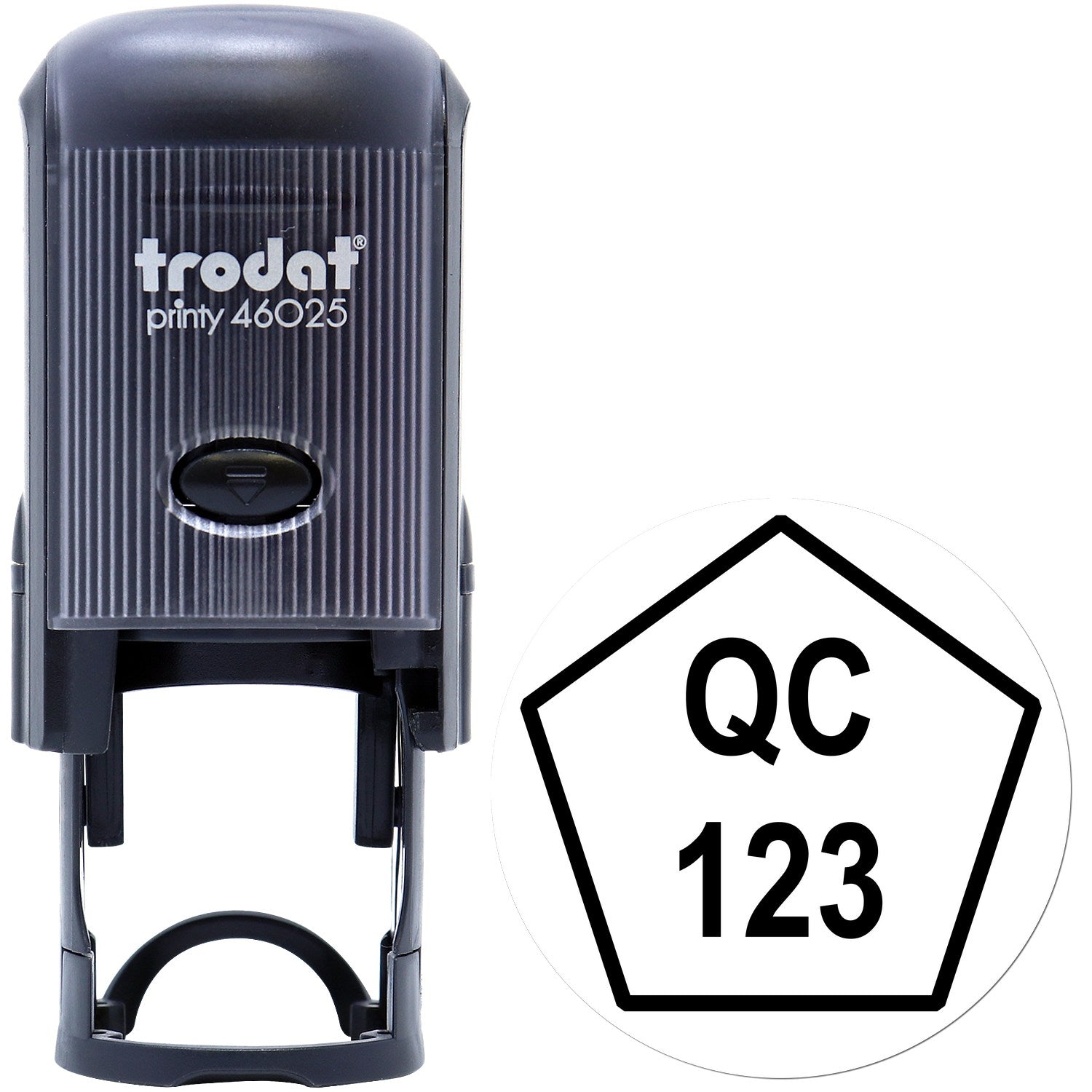 Large Self-Inking Pentagon Quality Control Inspection Self-Inking Stamp 1 Inch Diameter - Engineer Seal Stamps