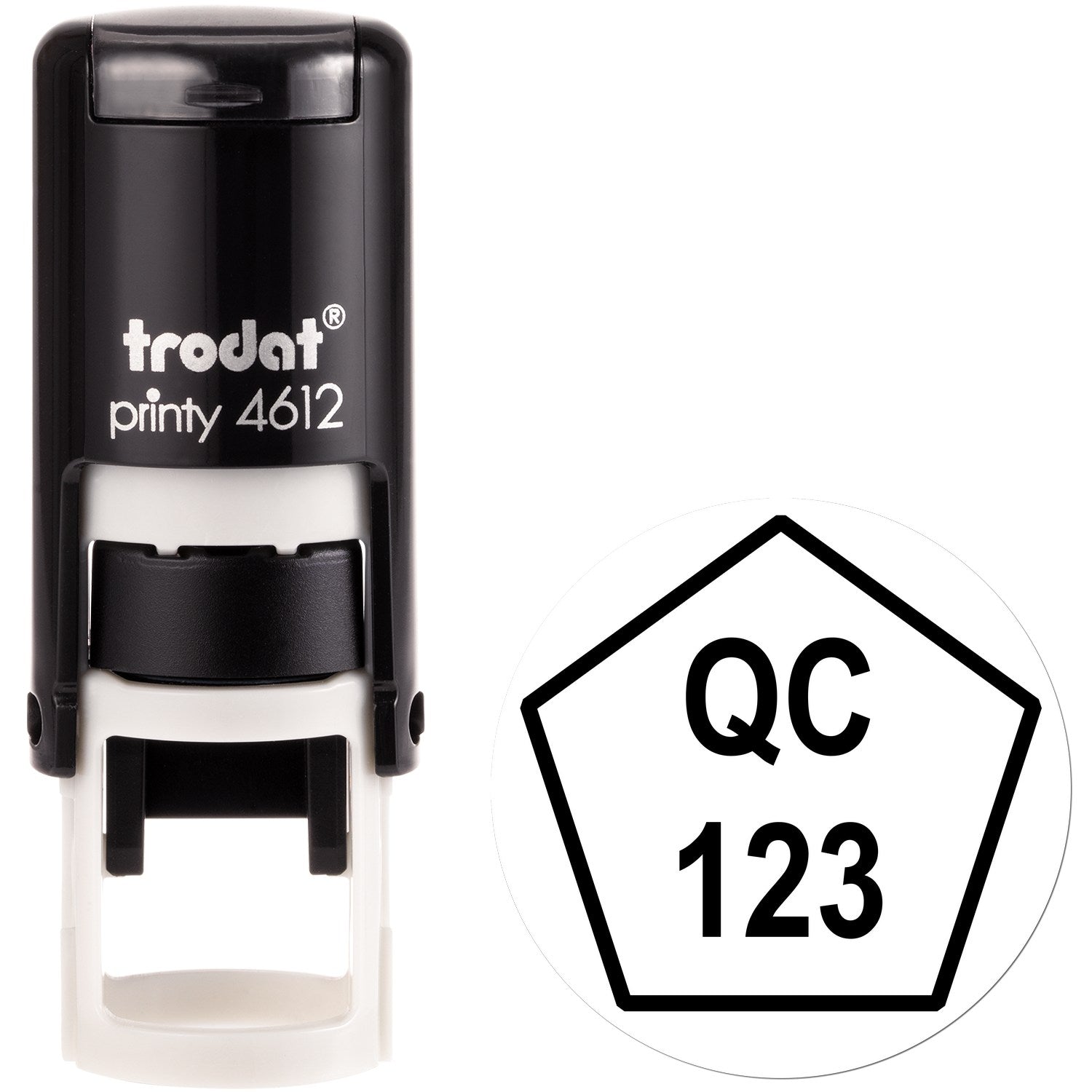 Extra Small Self-Inking Pentagon Quality Control Inspection Stamp 1/2 Diameter - Engineer Seal Stamps