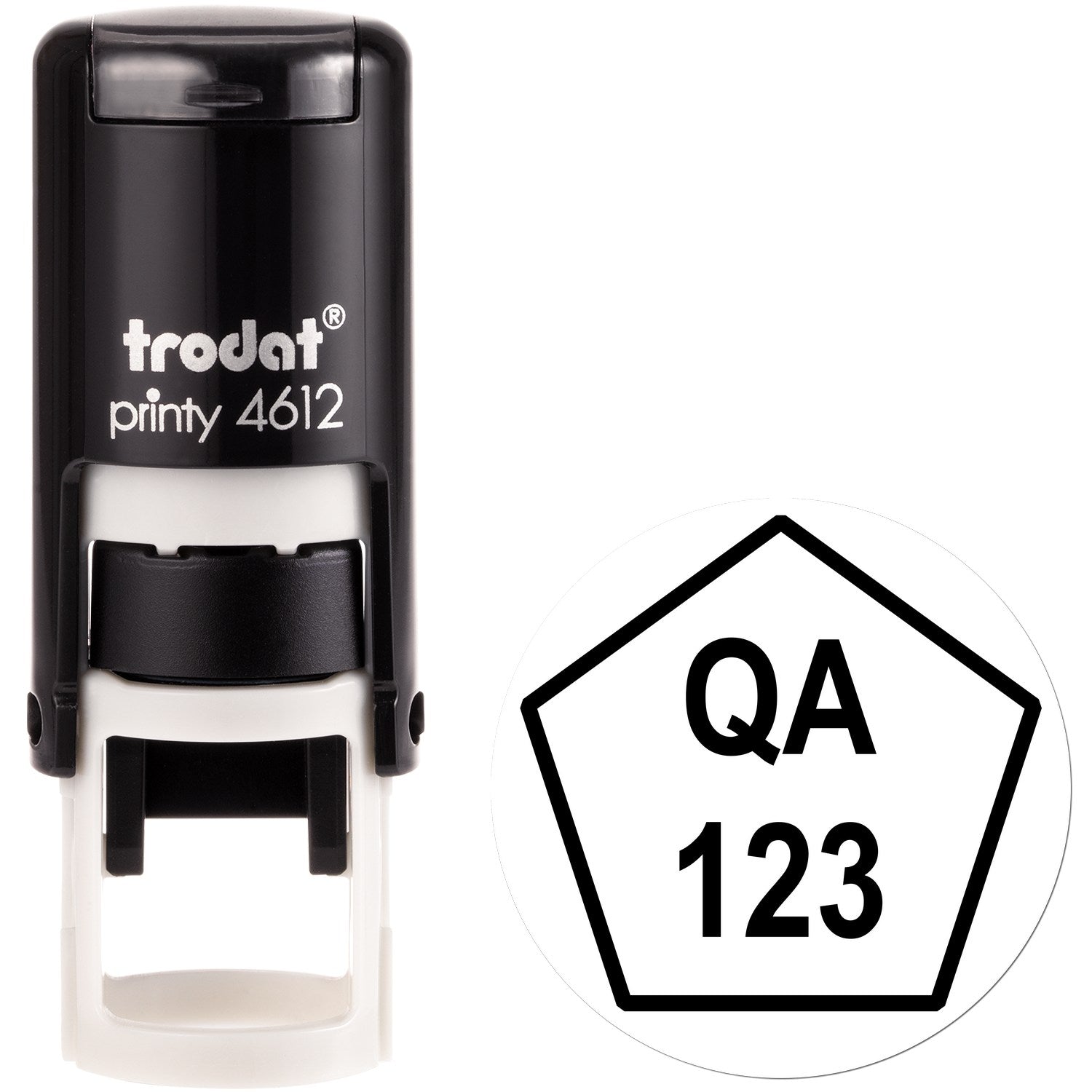 Extra Small Self-Inking Pentagon Quality Assurance Inspection Stamp 1/2 Diameter - Engineer Seal Stamps