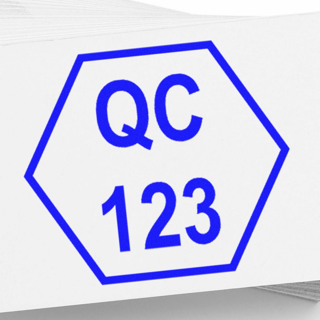 Extra Small Self-Inking Hexagon Quality Control Inspection Stamp 1/2 Diameter - Engineer Seal Stamps