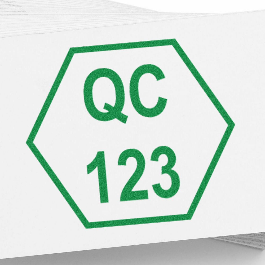 Extra Small Self-Inking Hexagon Quality Control Inspection Stamp 1/2 Diameter - Engineer Seal Stamps