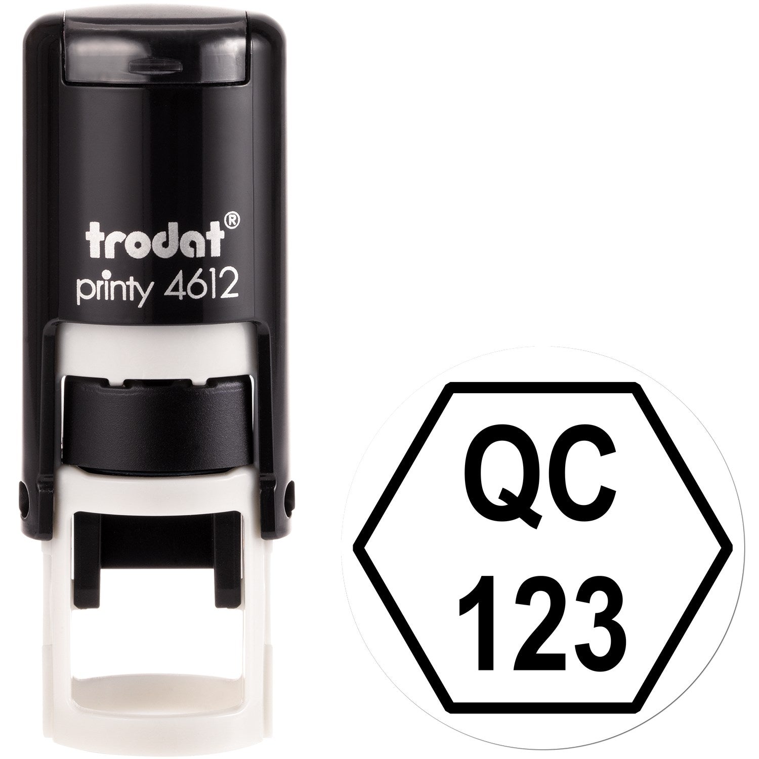 Extra Small Self-Inking Hexagon Quality Control Inspection Stamp 1/2 Diameter - Engineer Seal Stamps