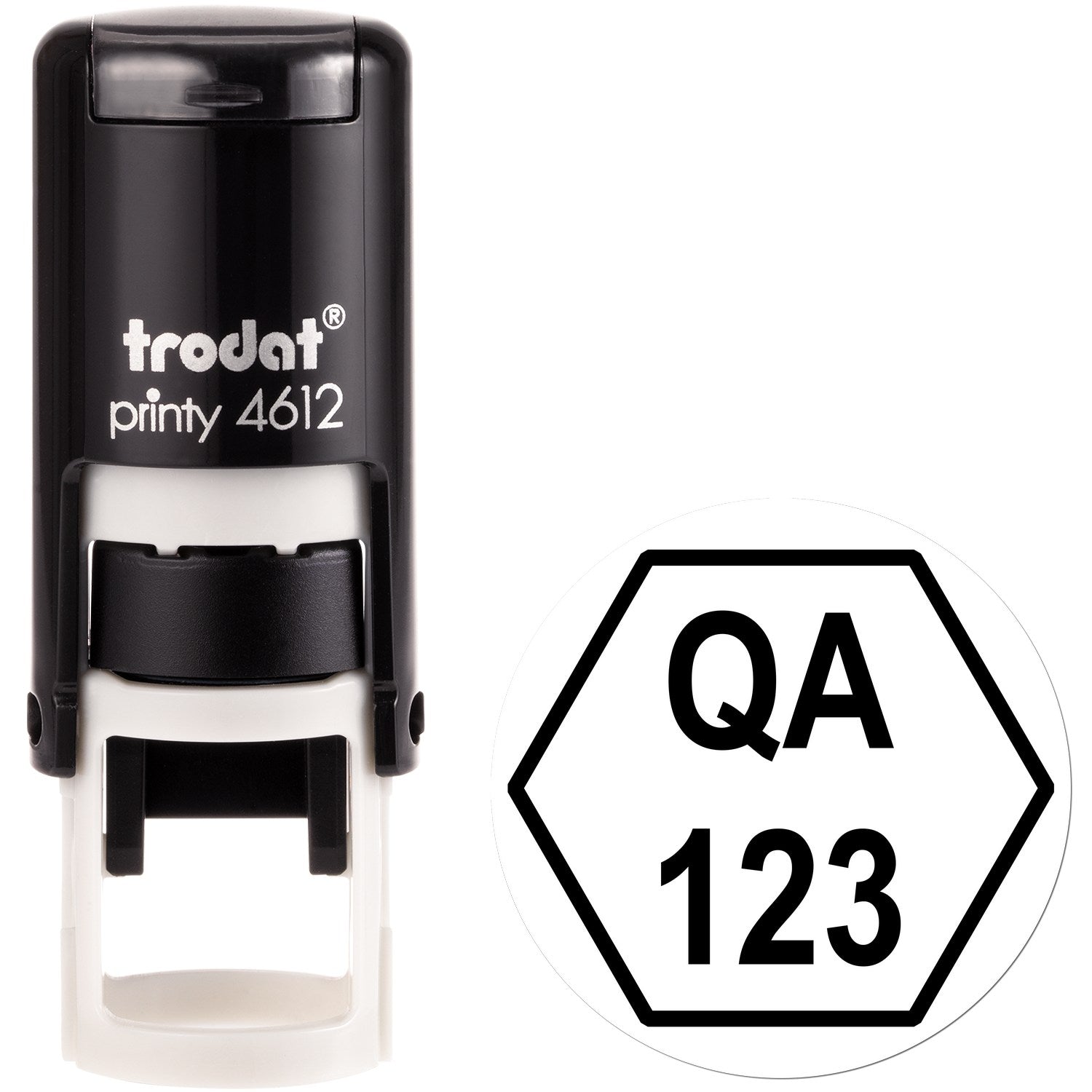 Extra Small Self-Inking Hexagon Quality Assurance Inspection Stamp 1/2 Diameter - Engineer Seal Stamps