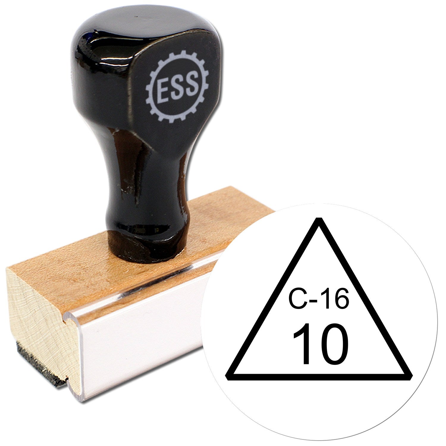 Standard Size Wood Handle Triangular Inspection Rubber Stamp 3/4 Diameter - Engineer Seal Stamps