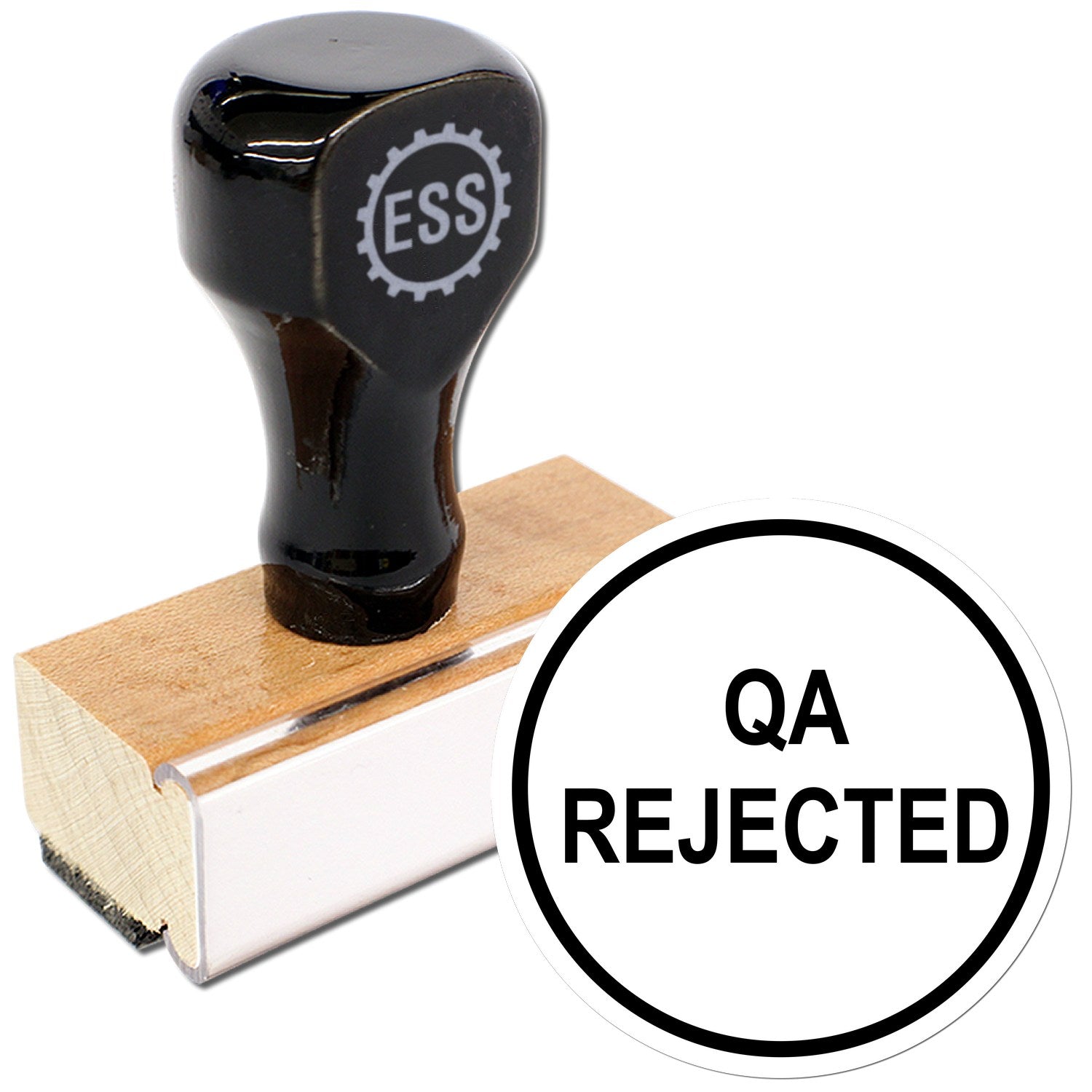 Standard Size Wood Handle Round QA Rejected Inspection Rubber Stamp 3/4 Diameter - Engineer Seal Stamps
