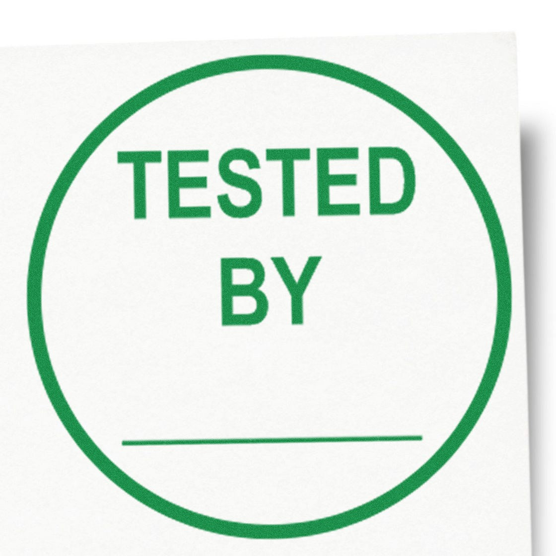 Extra Small Wood Handle Round Tested By Inspection Rubber Stamp 1/2 Diameter - Engineer Seal Stamps