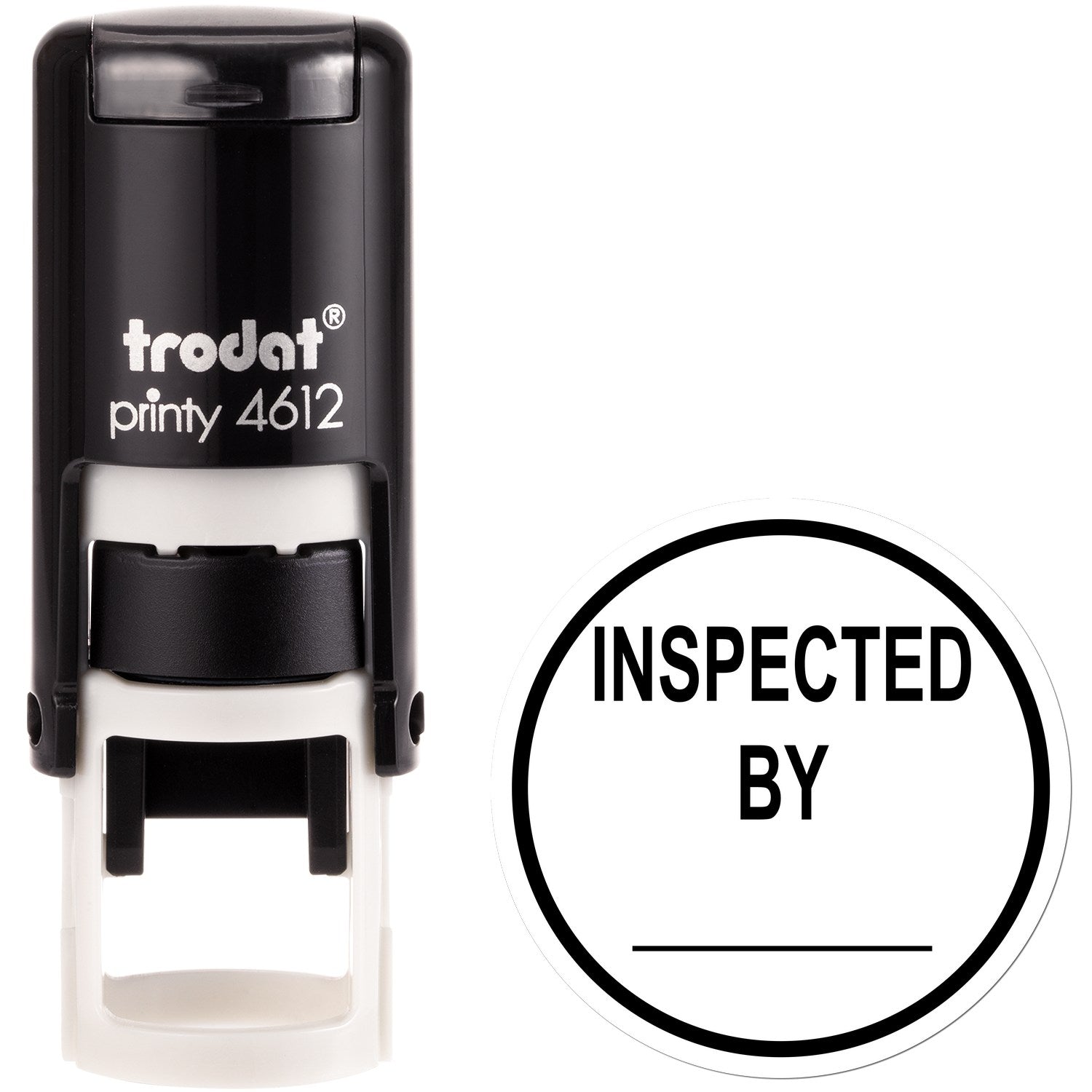 Extra Small Self-Inking Inspected By Circle With Line Stamp 1/2 Diameter - Engineer Seal Stamps