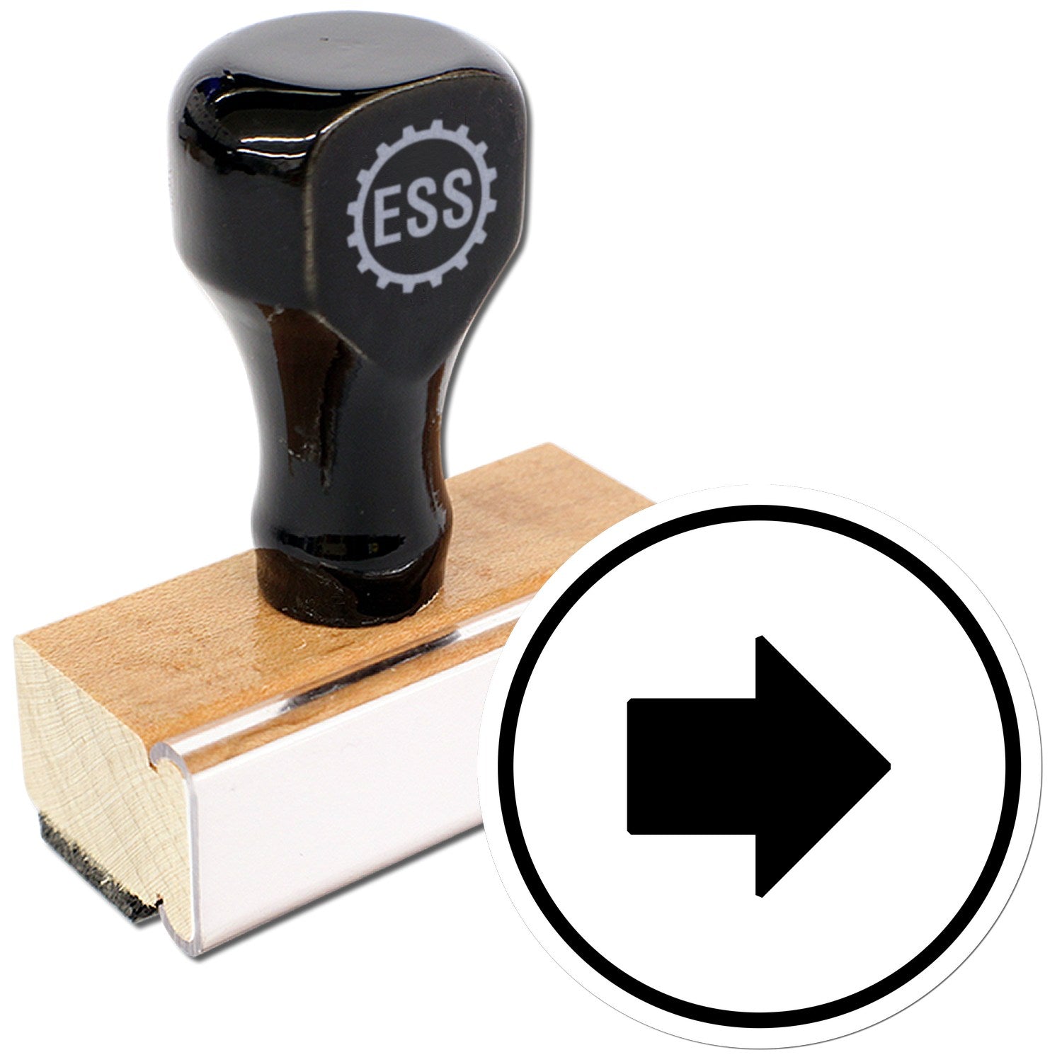 Standard Size Wood Handle Round Right Arrow Inspection Rubber Stamp 3/4 Diameter - Engineer Seal Stamps