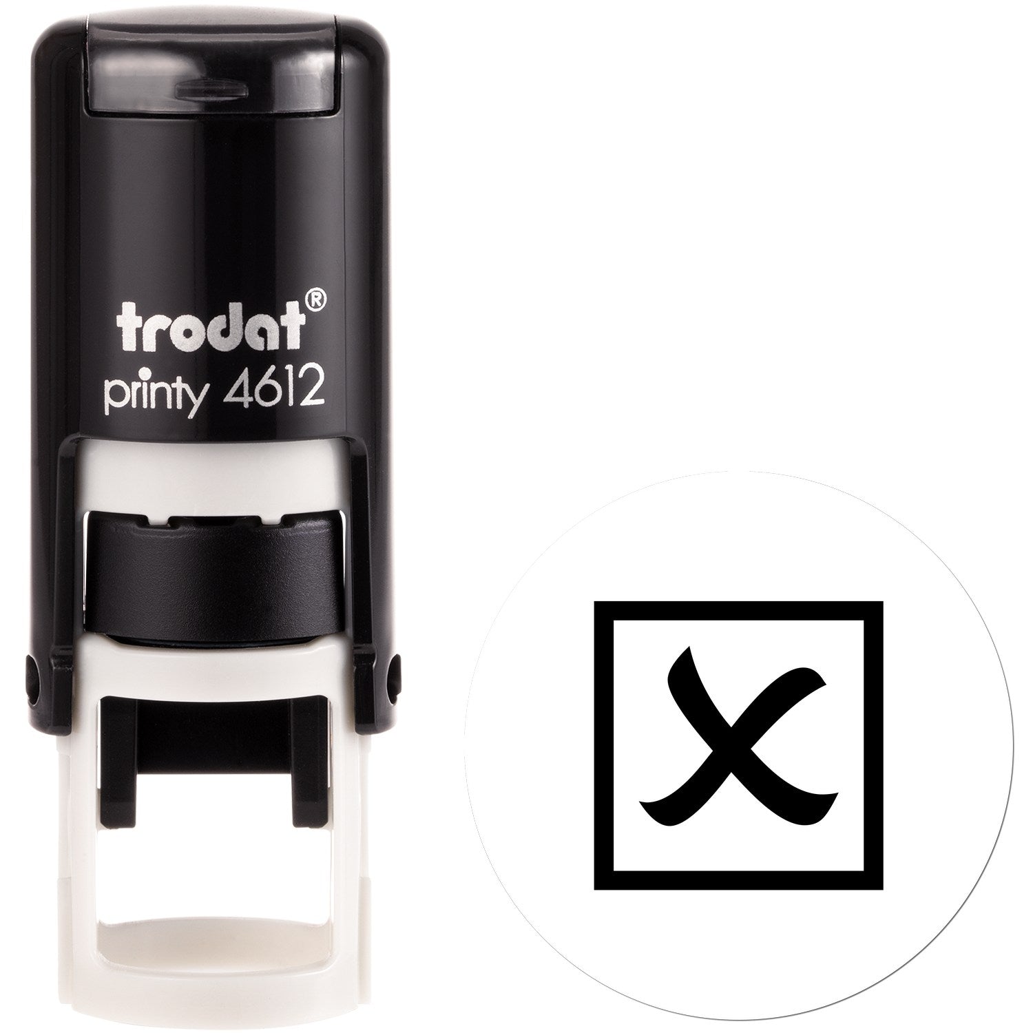 Extra Small Self-Inking Square Scripted X Rejected Stamp 1/2 Diameter - Engineer Seal Stamps