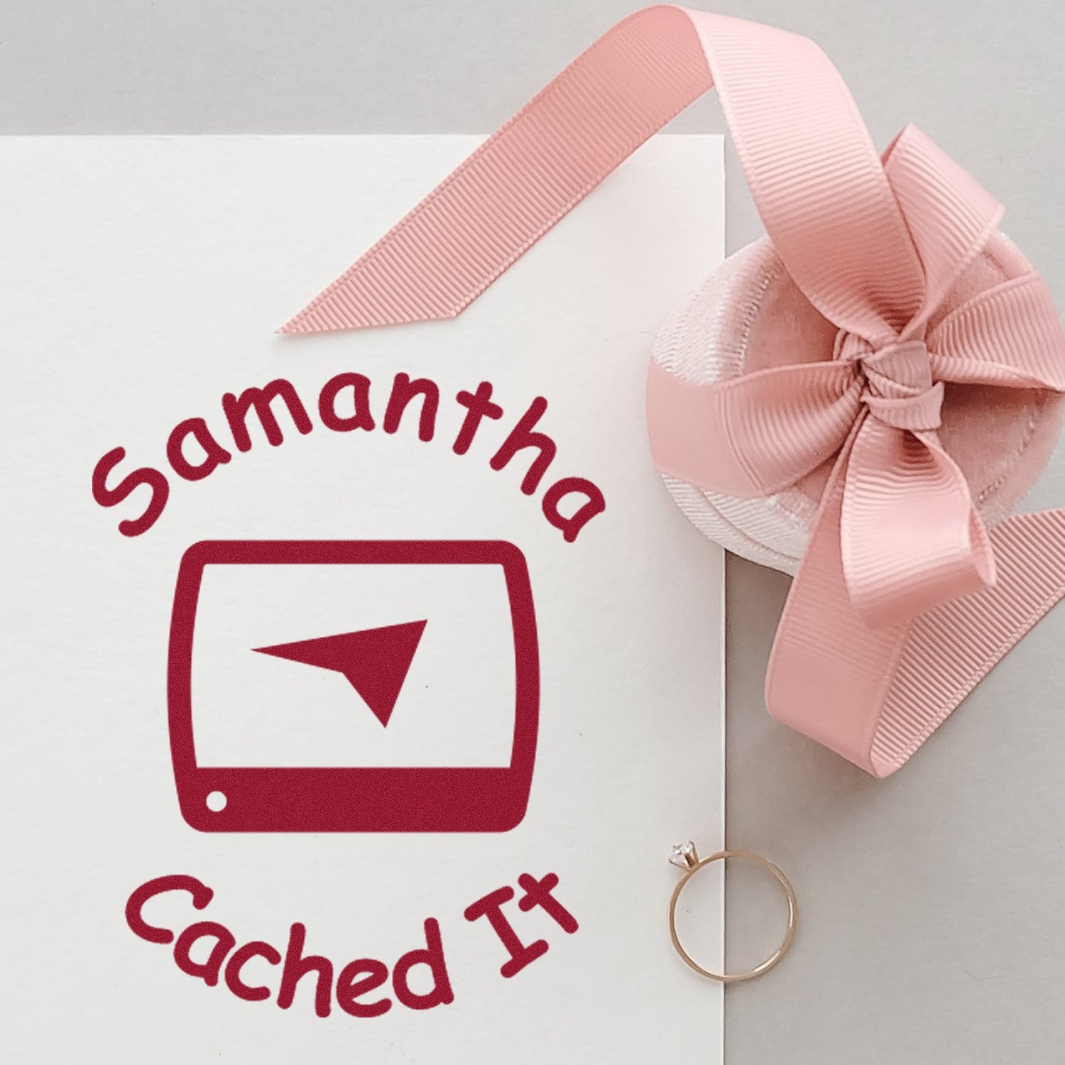 Wood Handle Geo Treasure Mark Geocache Stamp - Engineer Seal Stamps