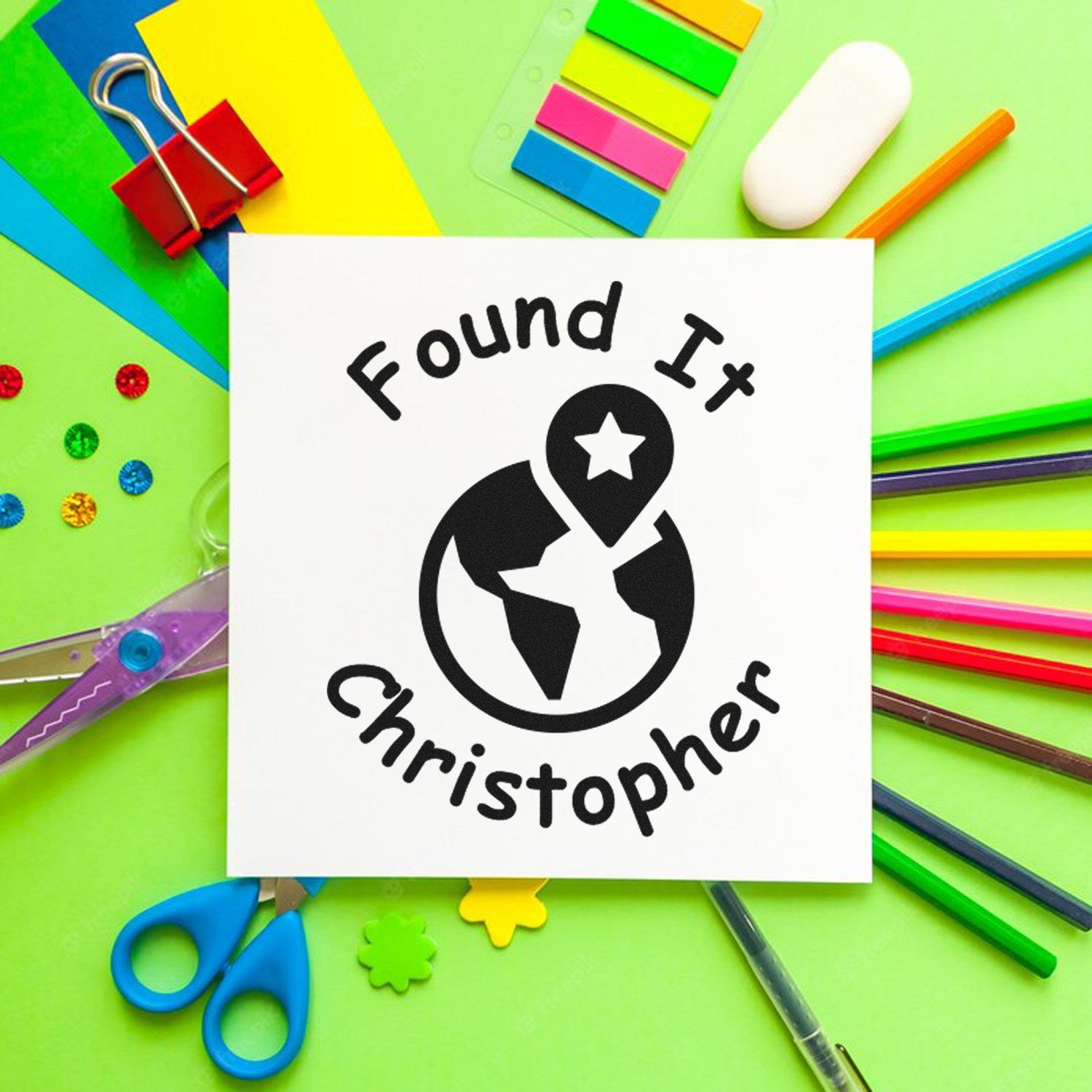 Wood Handle Geostar Discovery Geocache Stamp - Engineer Seal Stamps