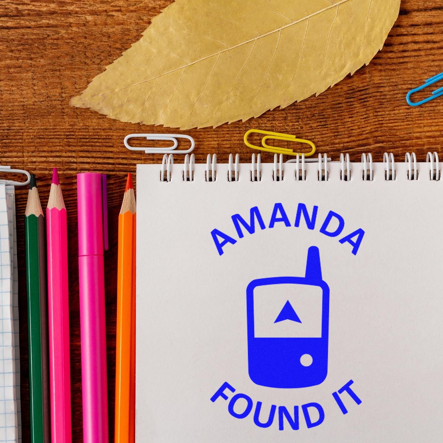 Wood Handle Geogadget Success Geocache Stamp - Engineer Seal Stamps