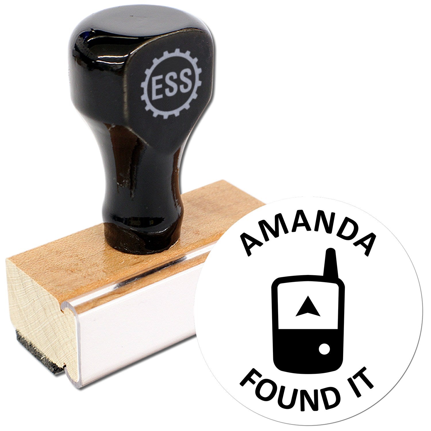 Wood Handle Geogadget Success Geocache Stamp - Engineer Seal Stamps