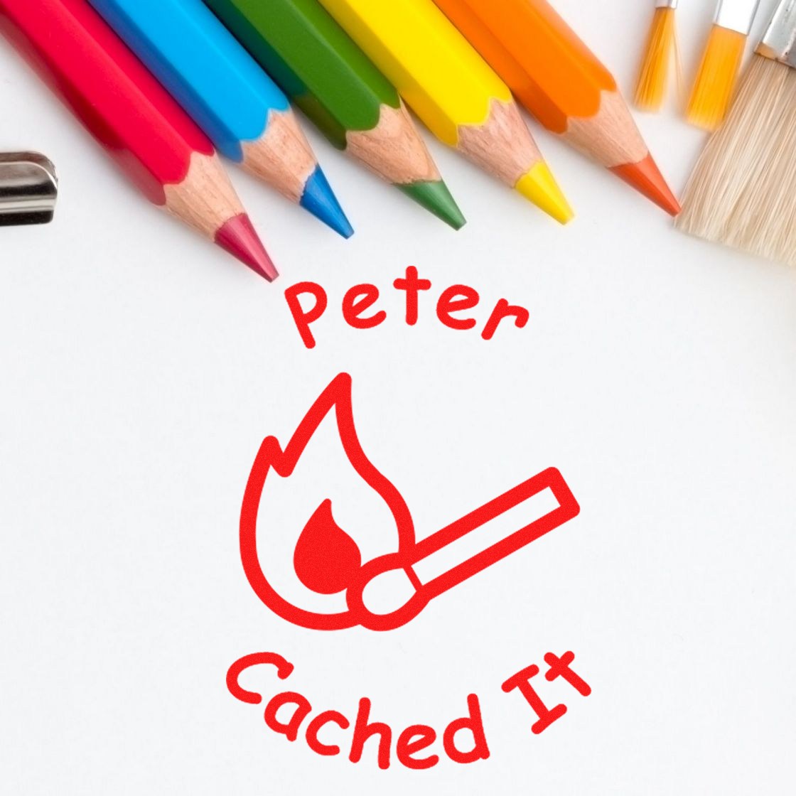 Wood Handle Geoflame Find Geocache Stamp - Engineer Seal Stamps