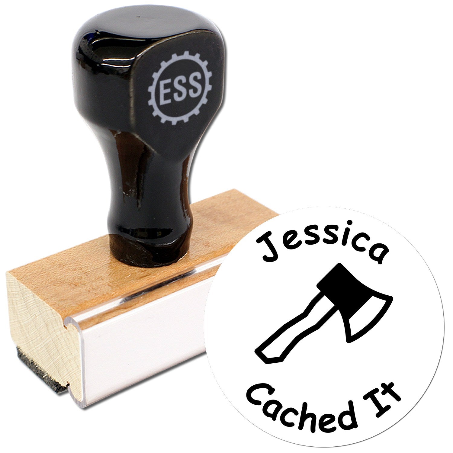 Wood Handle Cache Chopper Geocache Stamp - Engineer Seal Stamps