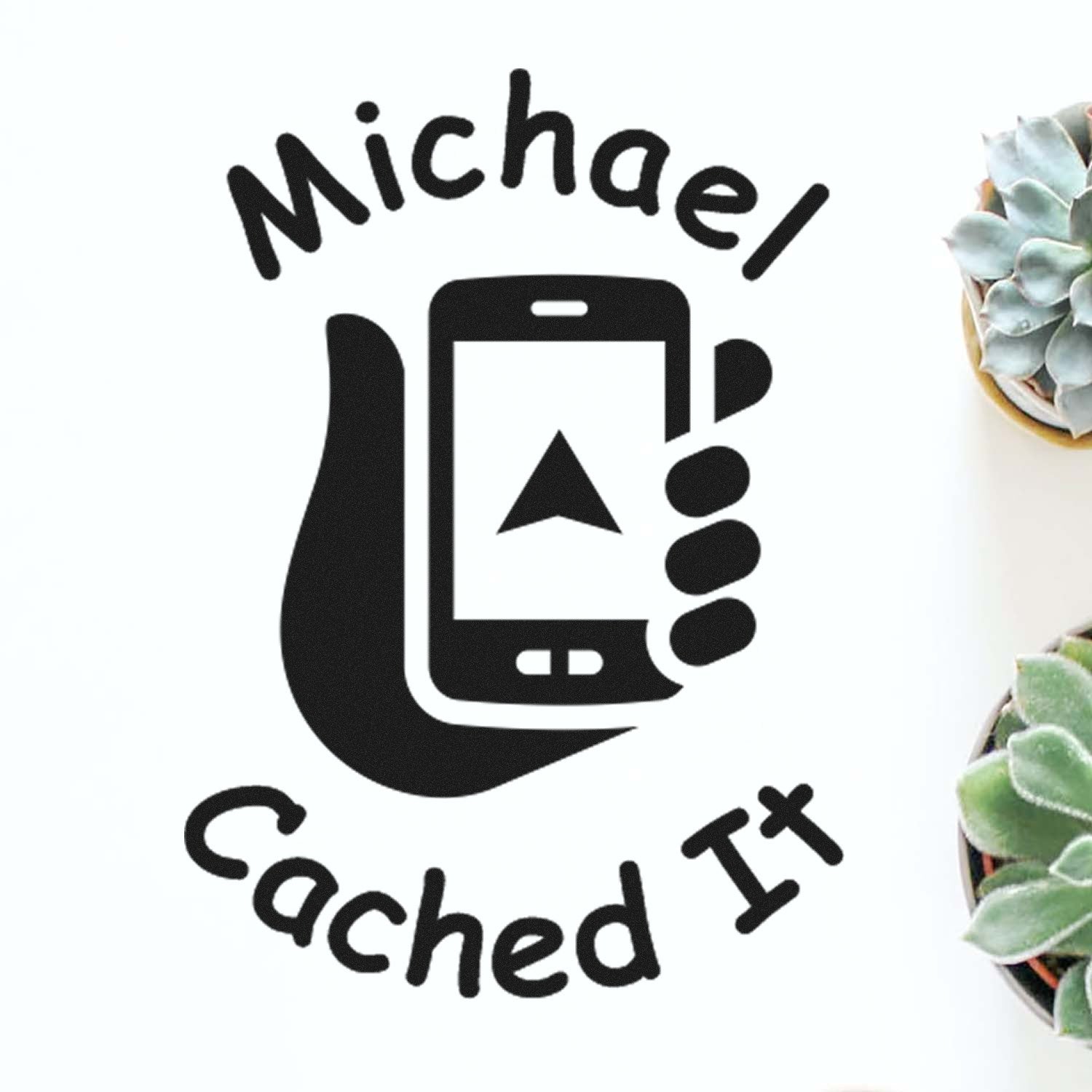 Wood Handle Geo-Phone Find Geocache Stamp - Engineer Seal Stamps