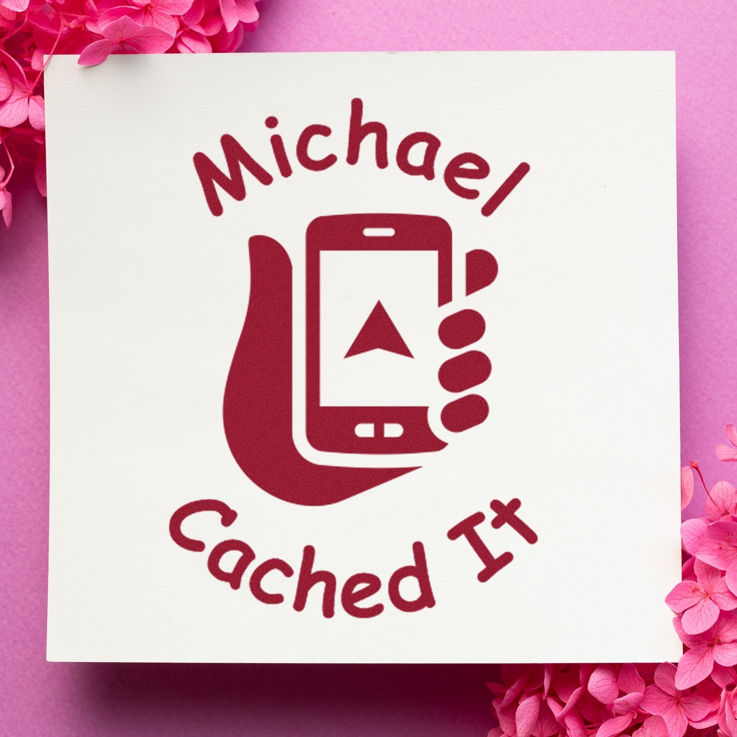 Wood Handle Geo-Phone Find Geocache Stamp - Engineer Seal Stamps