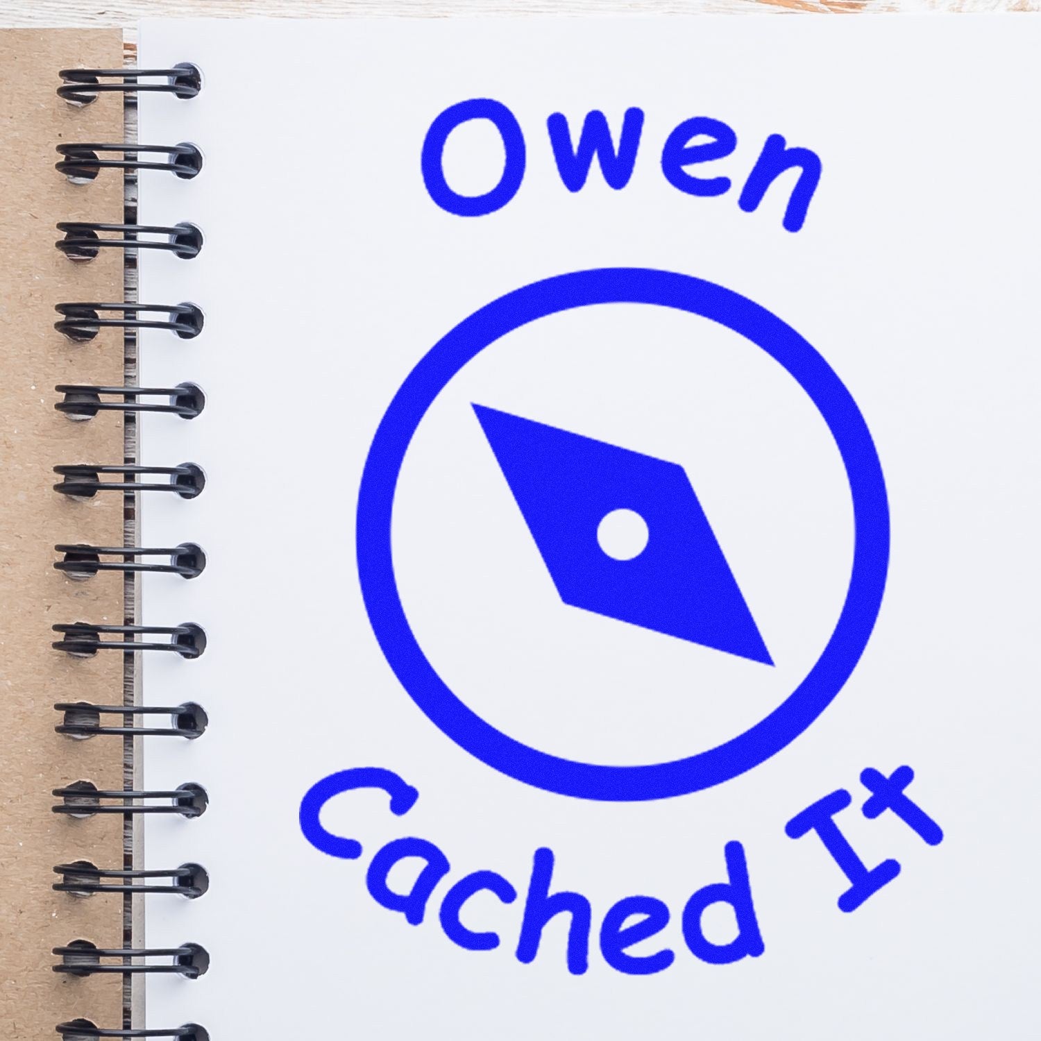 Wood Handle Compass Cache Quest Geocache Stamp - Engineer Seal Stamps